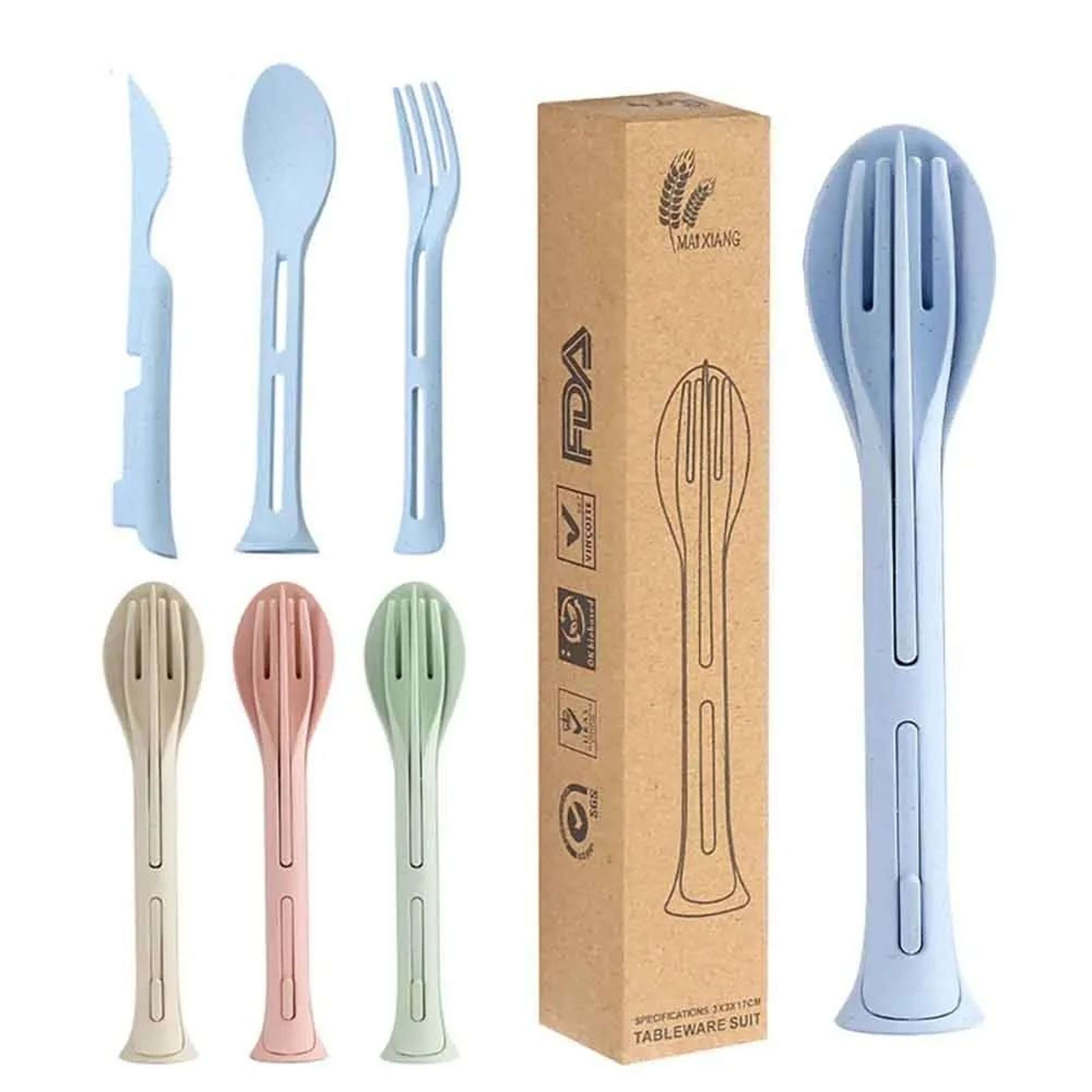 Portable Wheat Straw Tableware Set 3 Piece For Camping Travel And Picnics 5