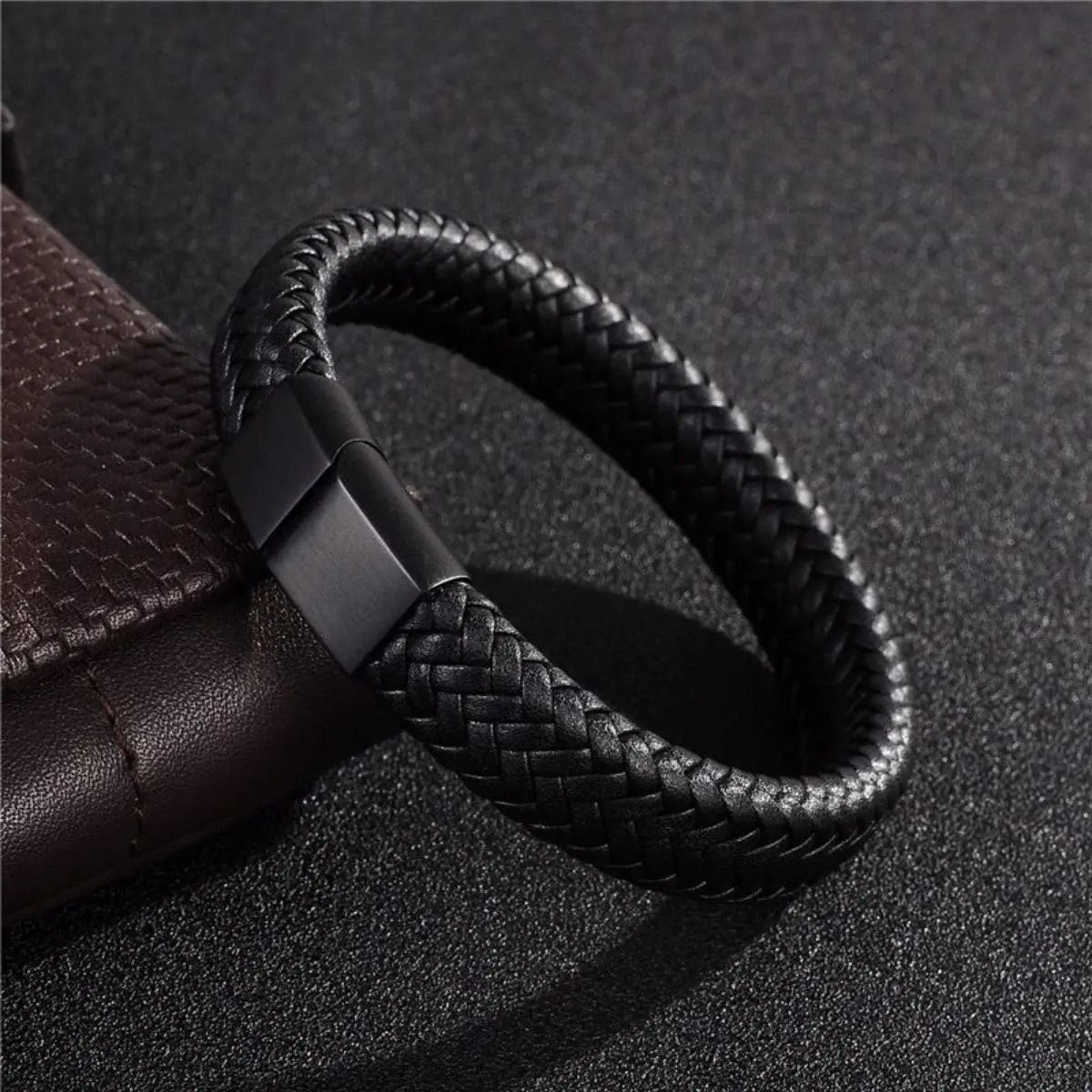 Retro Leather Open Bangle Woven Hand Rope Bracelet For Men 0