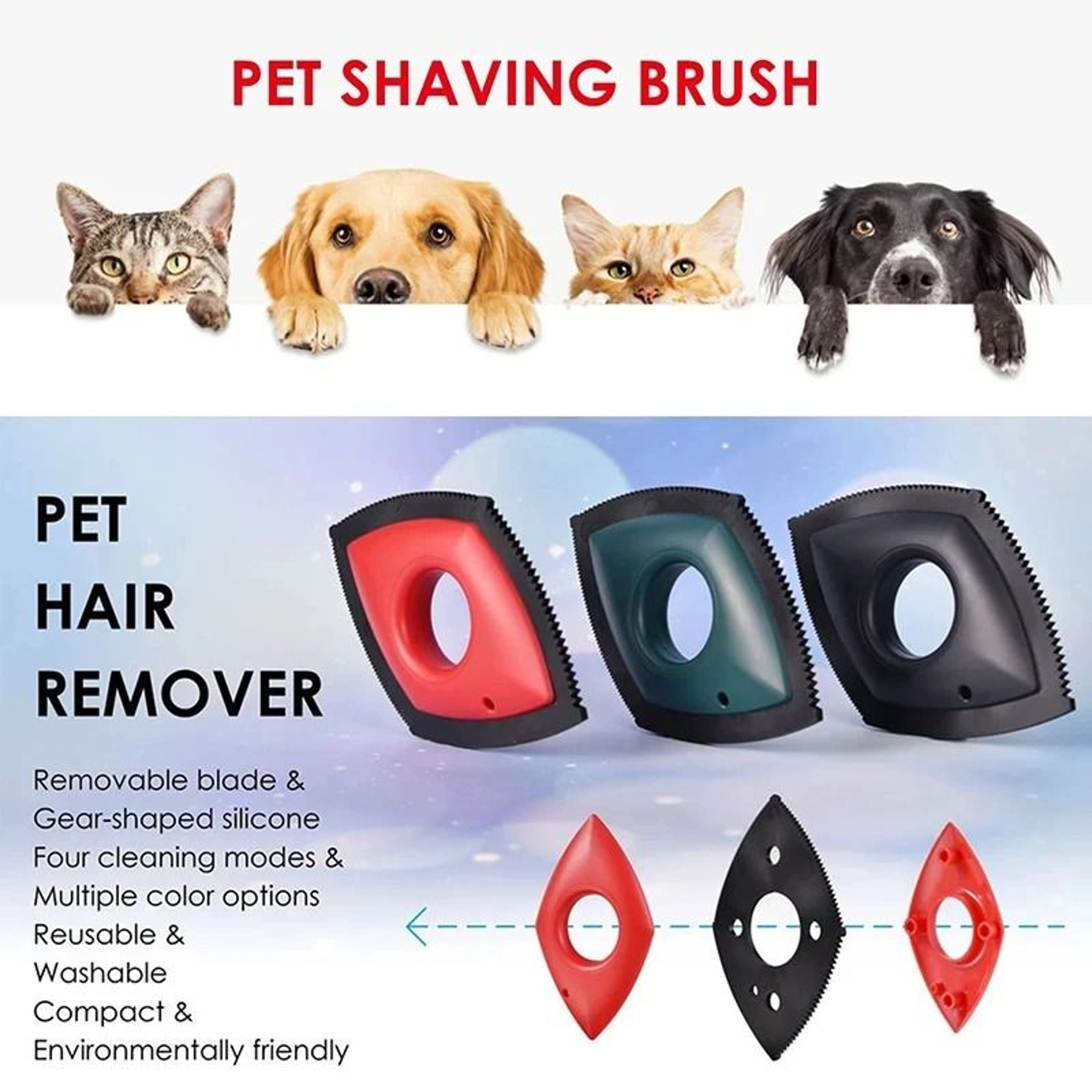 Four Mode Pet Hair Remover Brush For Dogs And Cats Multi Surface Cleaning Tool 3