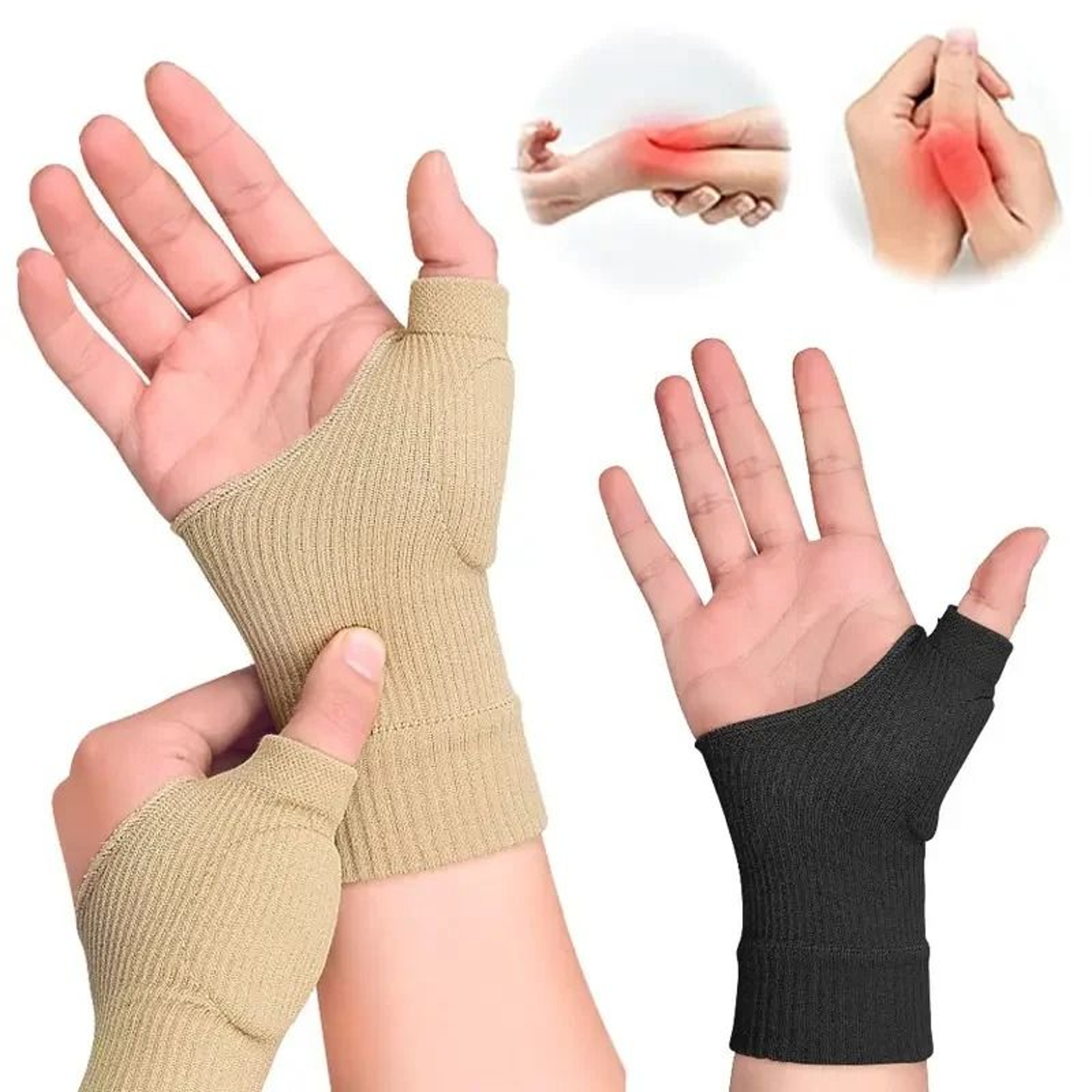 Wrist And Thumb Compression Gloves With Gel Support Pads 0