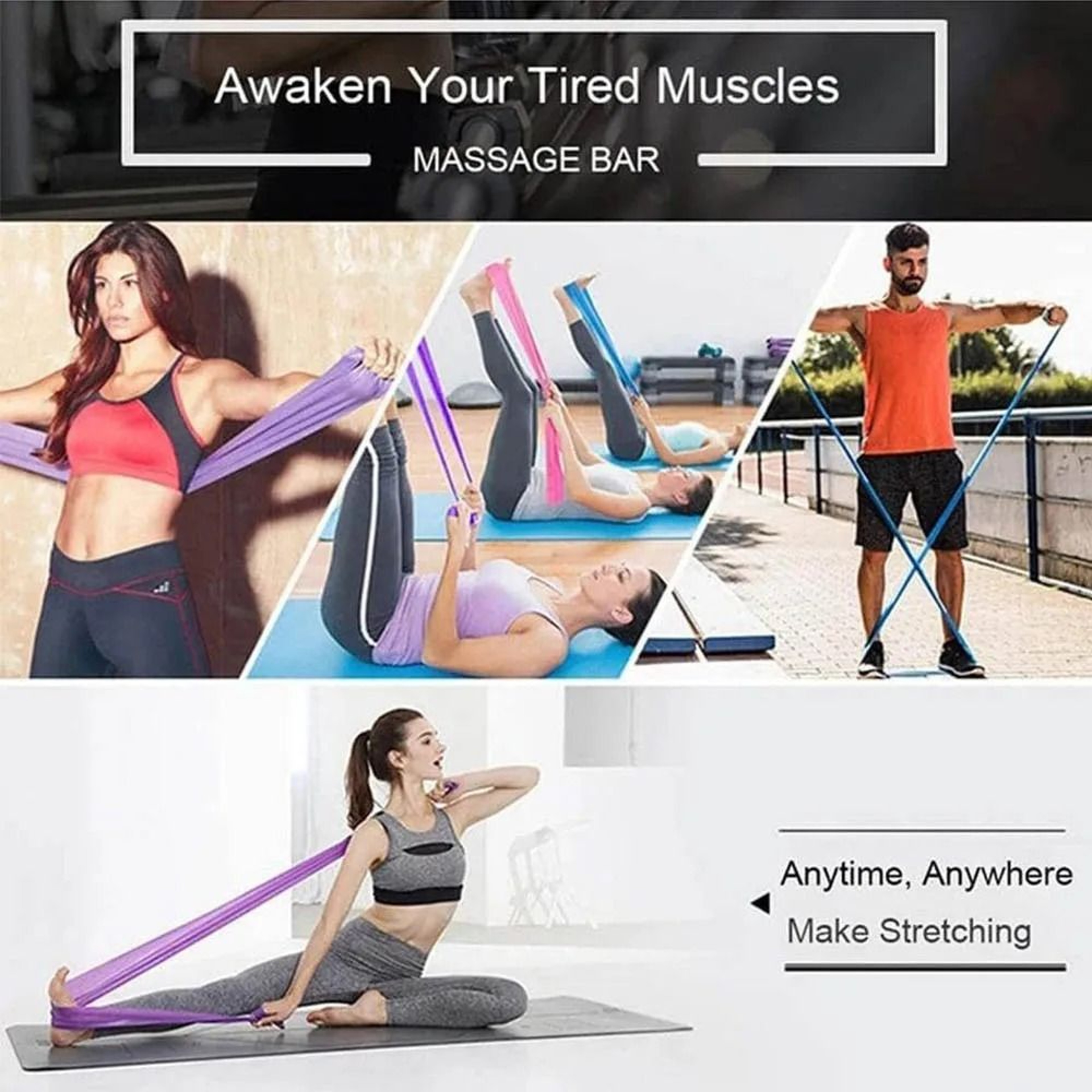 Resistance Bands For Workout Exercise Stretch Training Pilates Home Gym 5