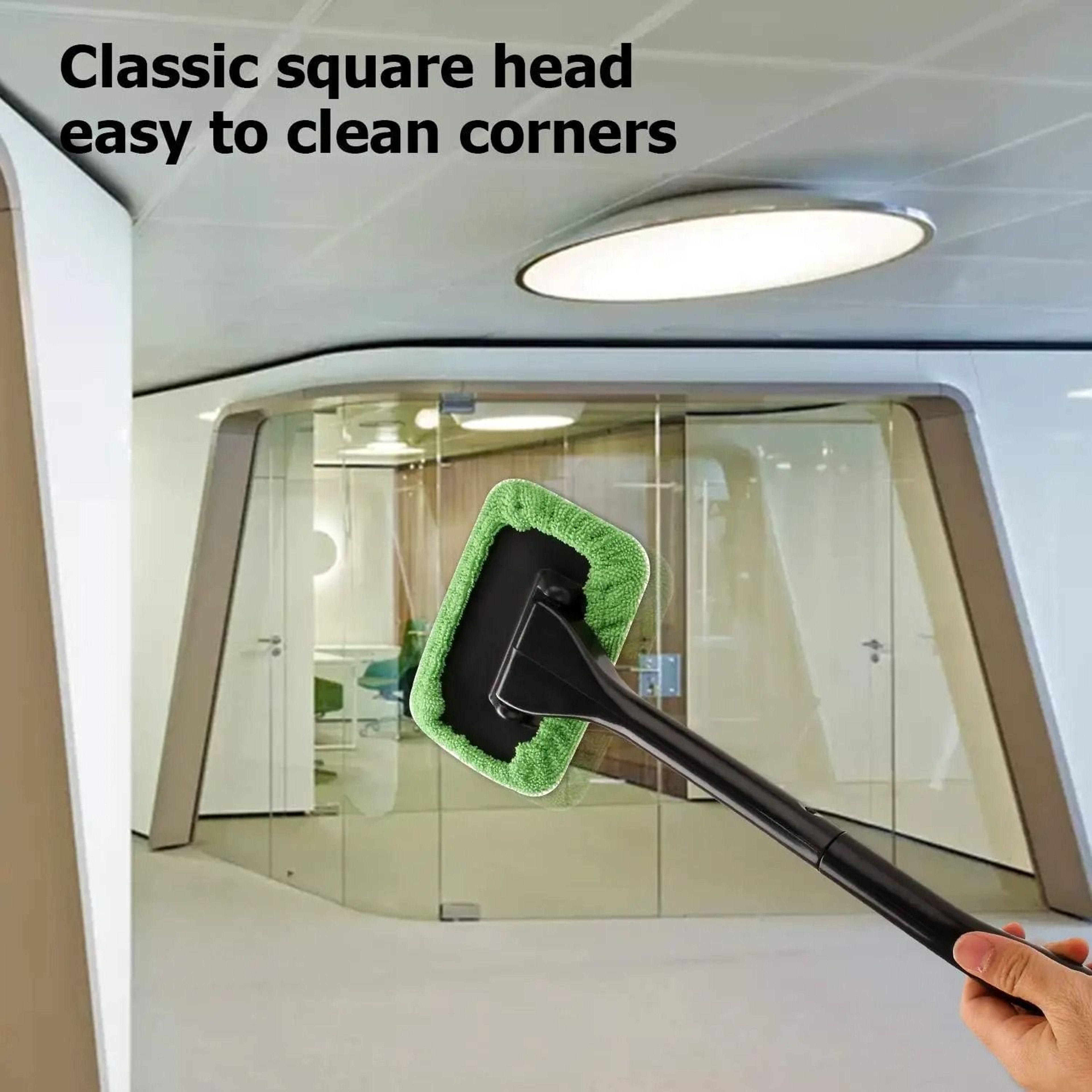 Car Windshield Cleaning Rod With Reusable Cloth Pads 3