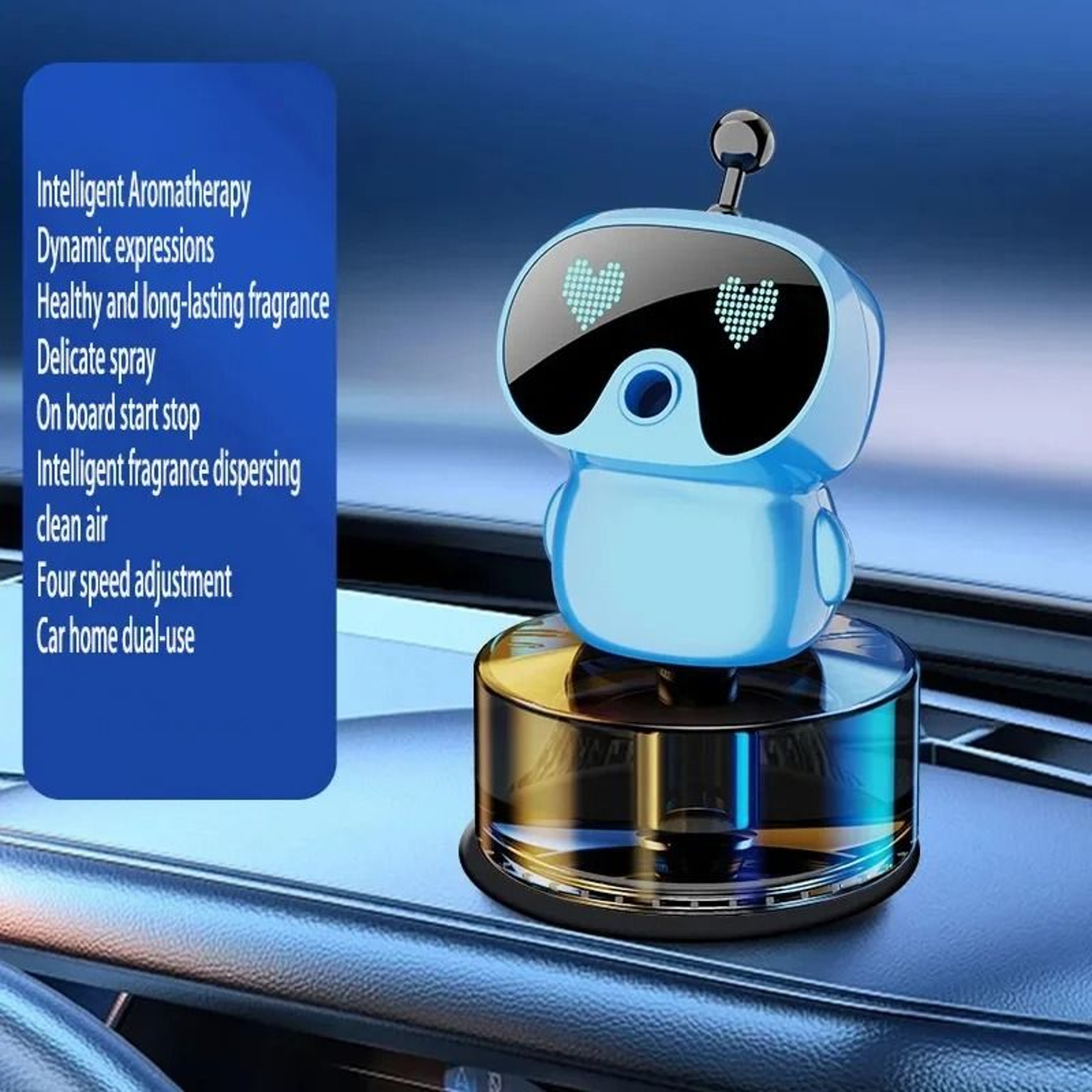 Smart Car Aroma Diffuser 4Level Adjustable Rechargeable Car Air Freshener 24