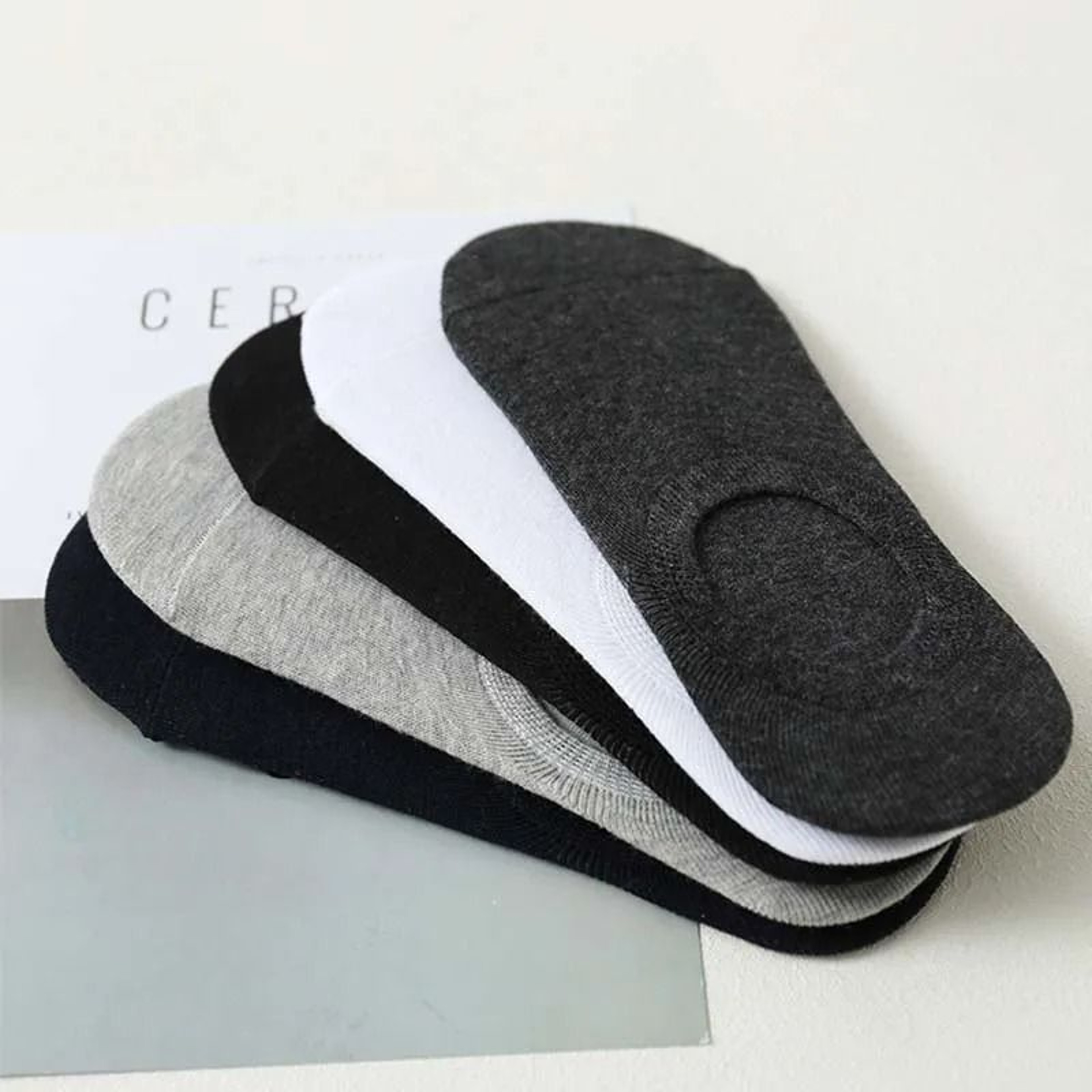 Mens Invisible Cotton Boat Socks 5 Pair Set 9