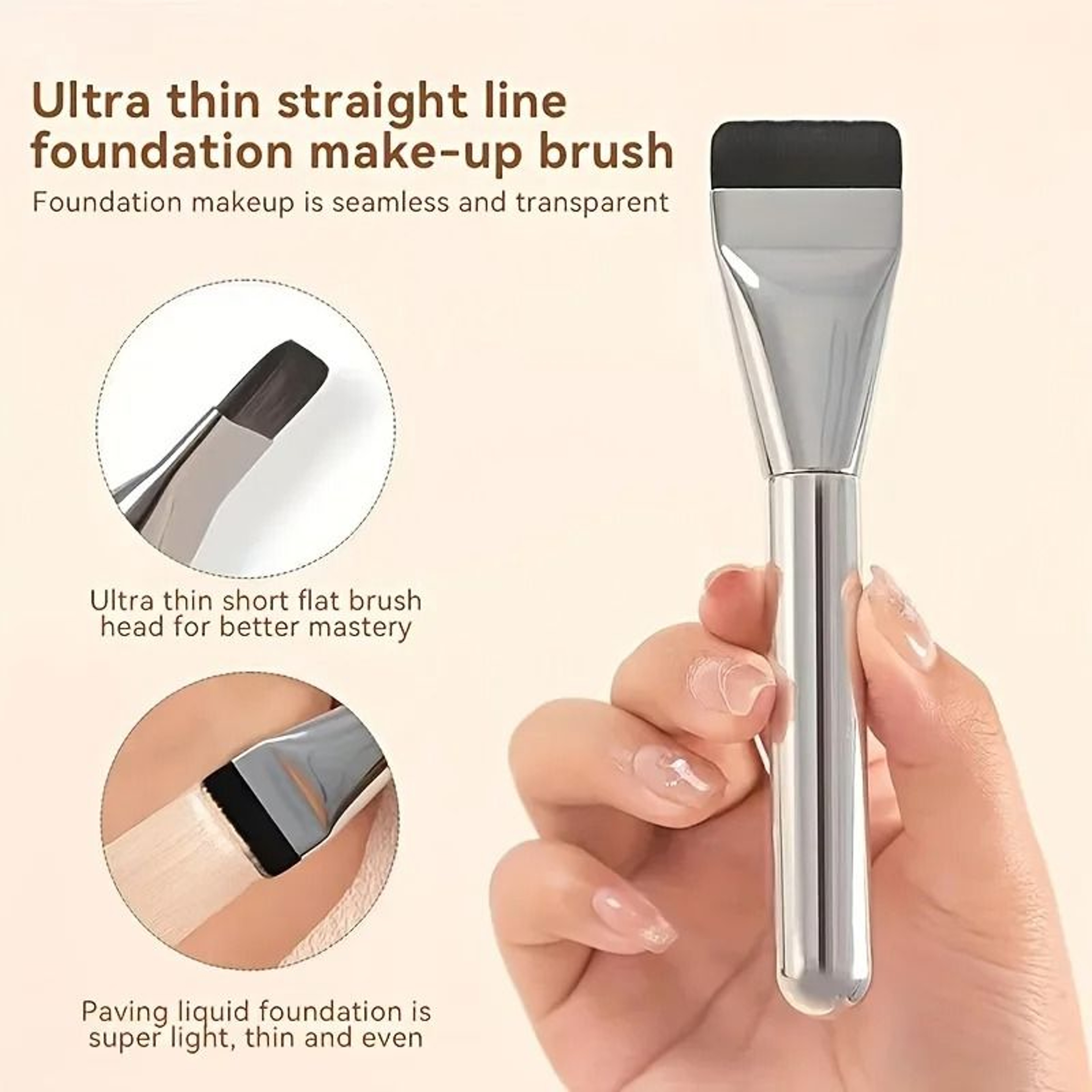 Multi Use Oval Foundation Brush With Ultra Fine Hypoallergenic Nylon Bristles 3