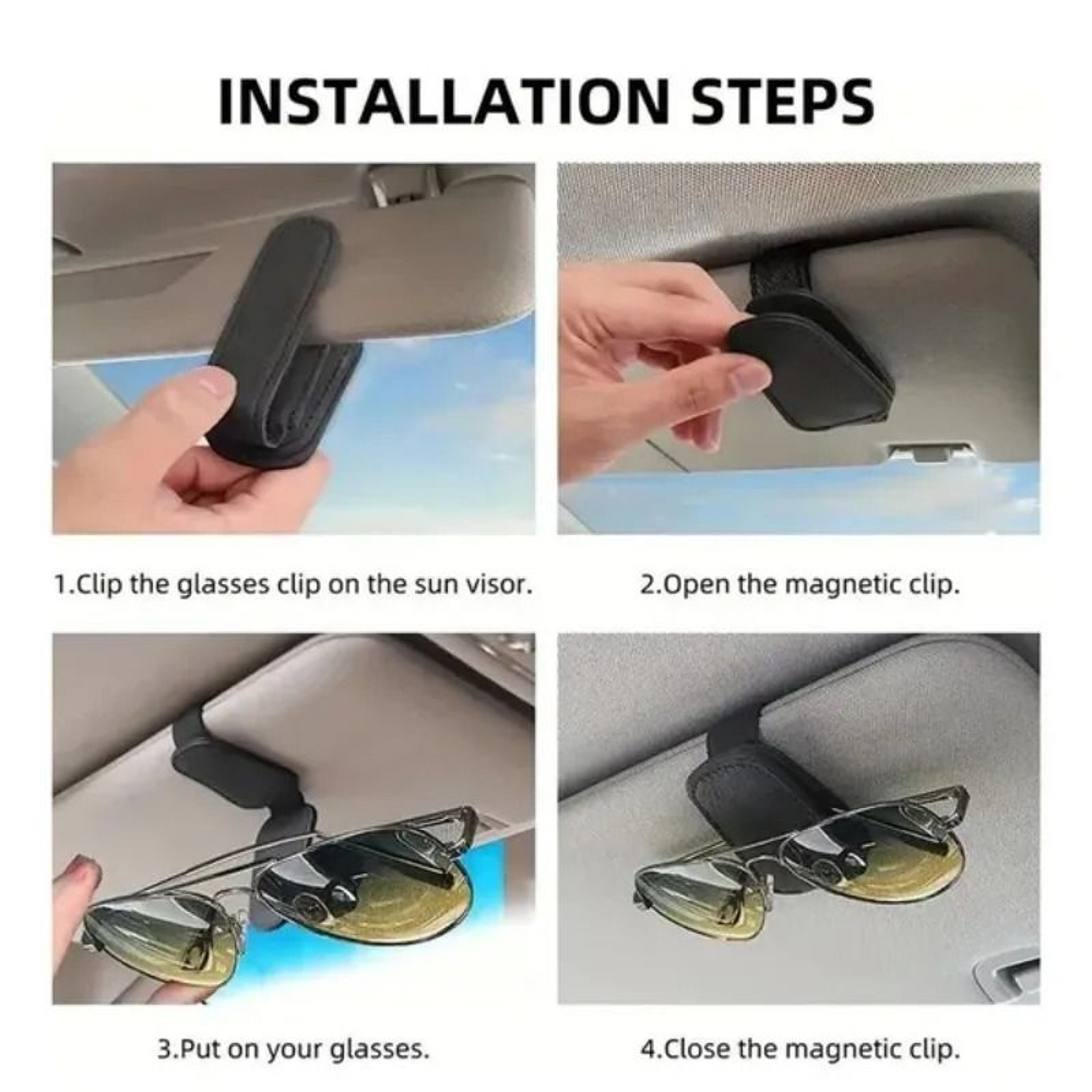 Car Sun Visor Glasses Case And Ticket Card Clip  Auto Interior Organizer 3
