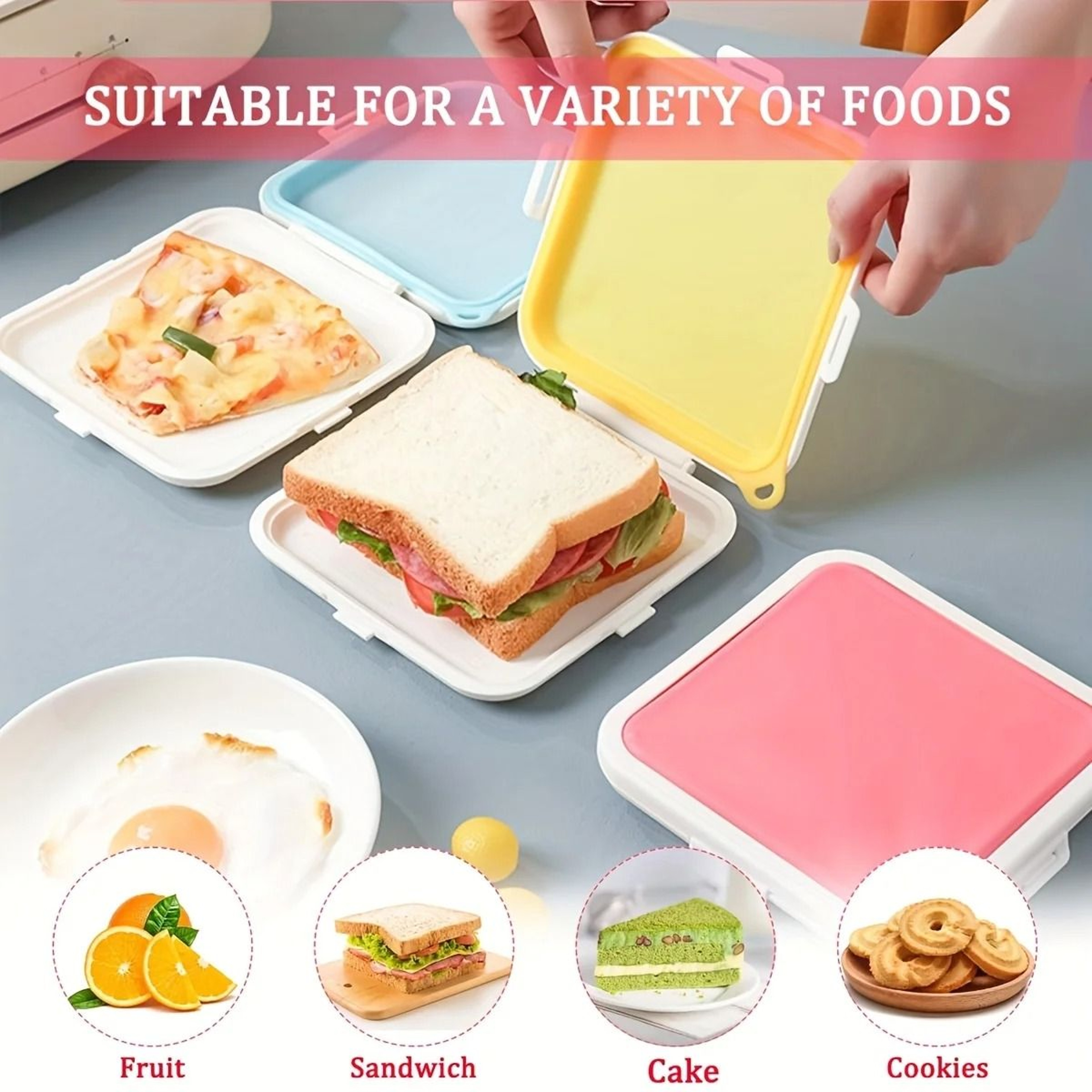 Silicone Sandwich Storage Box For Lunch Travel Snacks 3