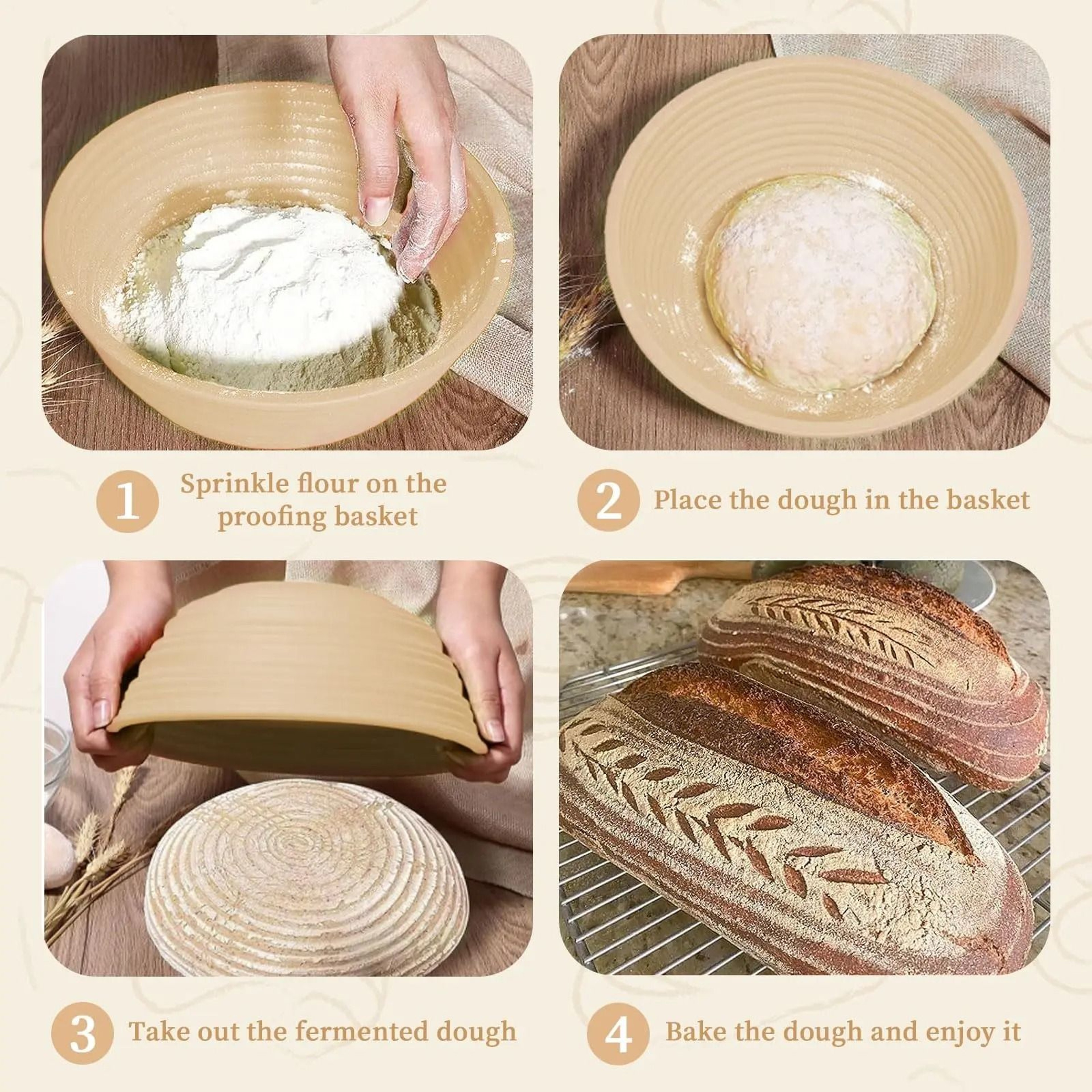 Foldable Silicone Bread Proofing Basket For Sourdough Baking 3