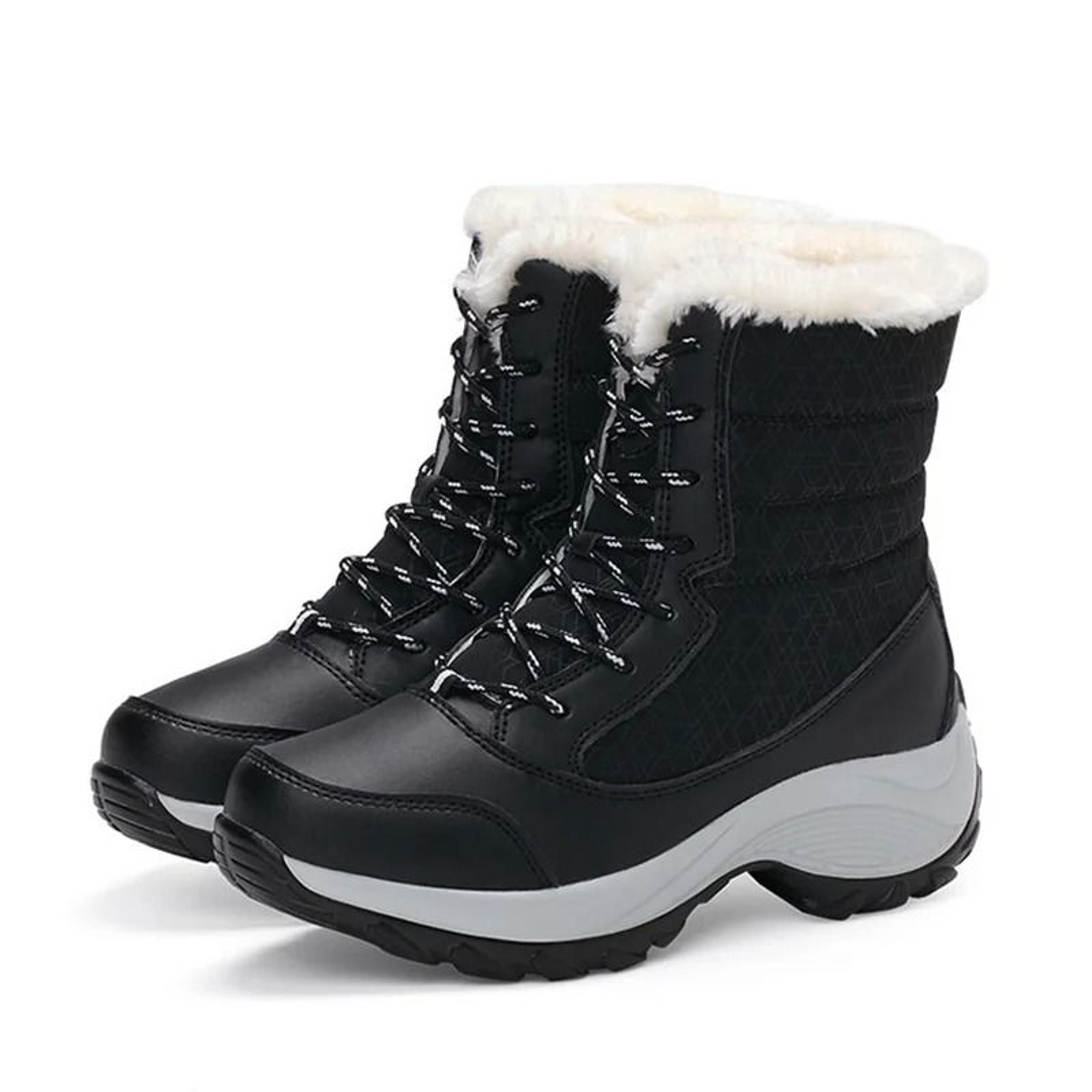 Womens Platform Snow Boots Winter Warm Fur Lined Flats 8