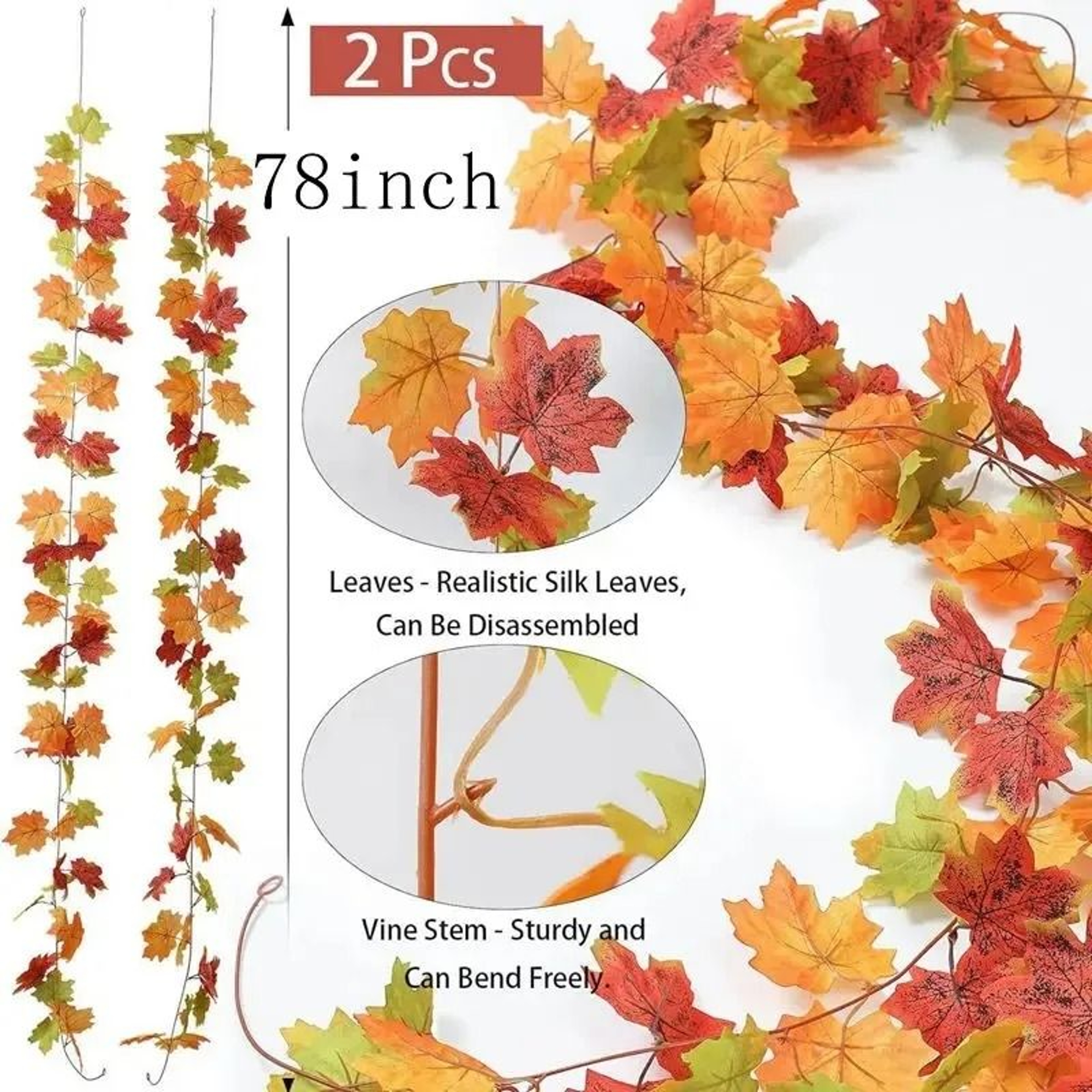 Artificial Maple Leaf Garland For Fall Home Decor And Seasonal Displays 5