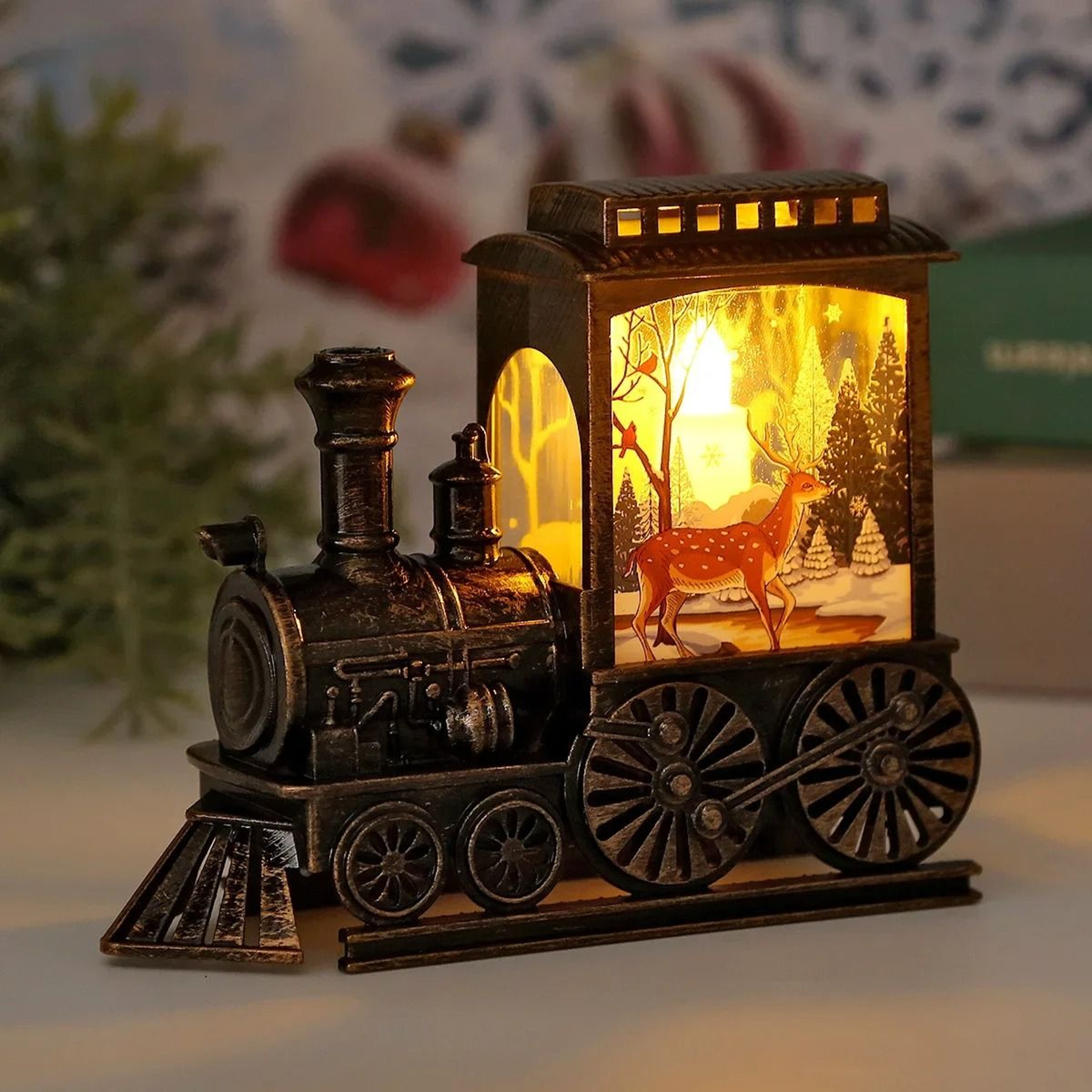 Vintage LED Train Lantern Night Light For Home And Holiday Decoration 7