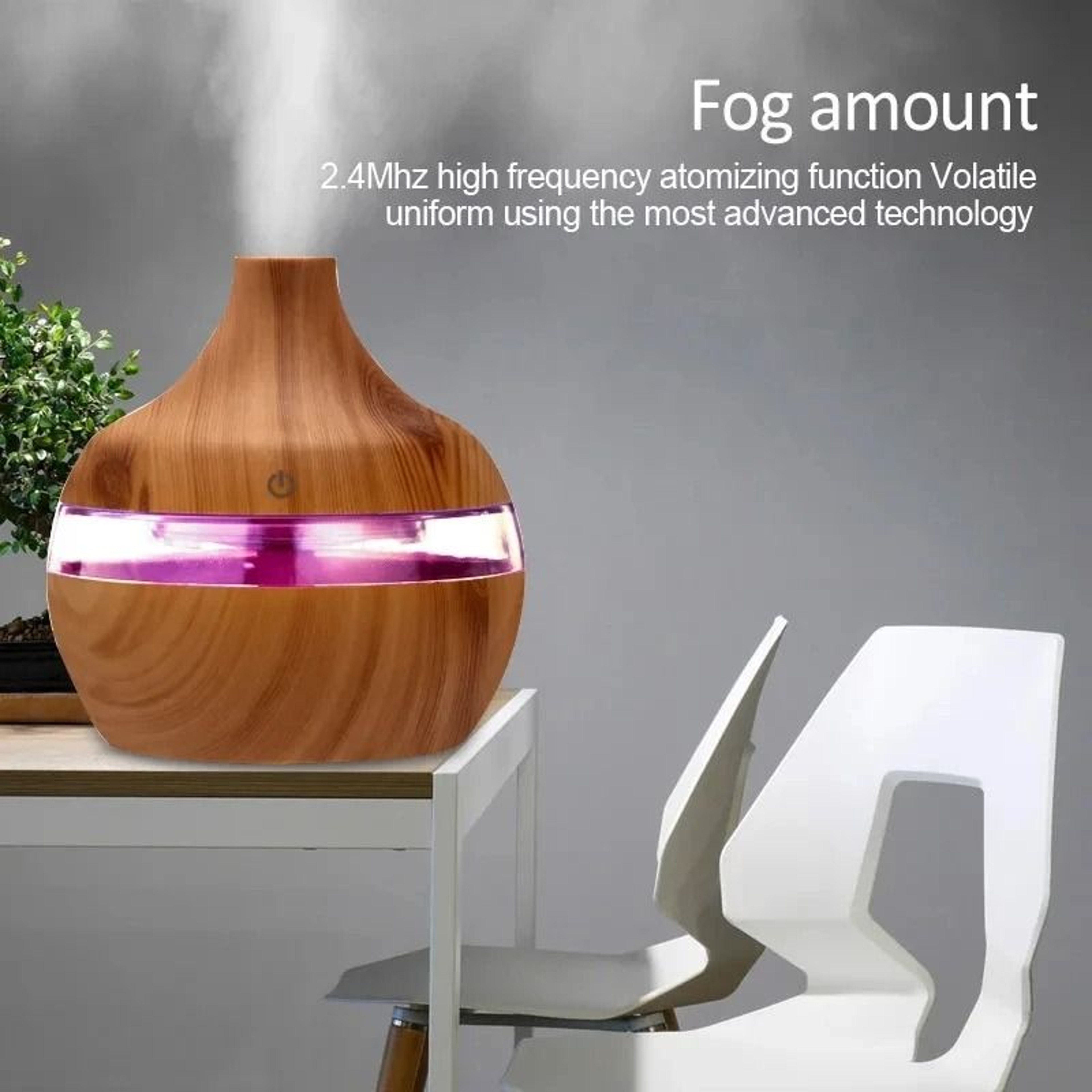 Wood Grain Ultrasonic Aroma Humidifier 300ml Cool Mist Maker 1