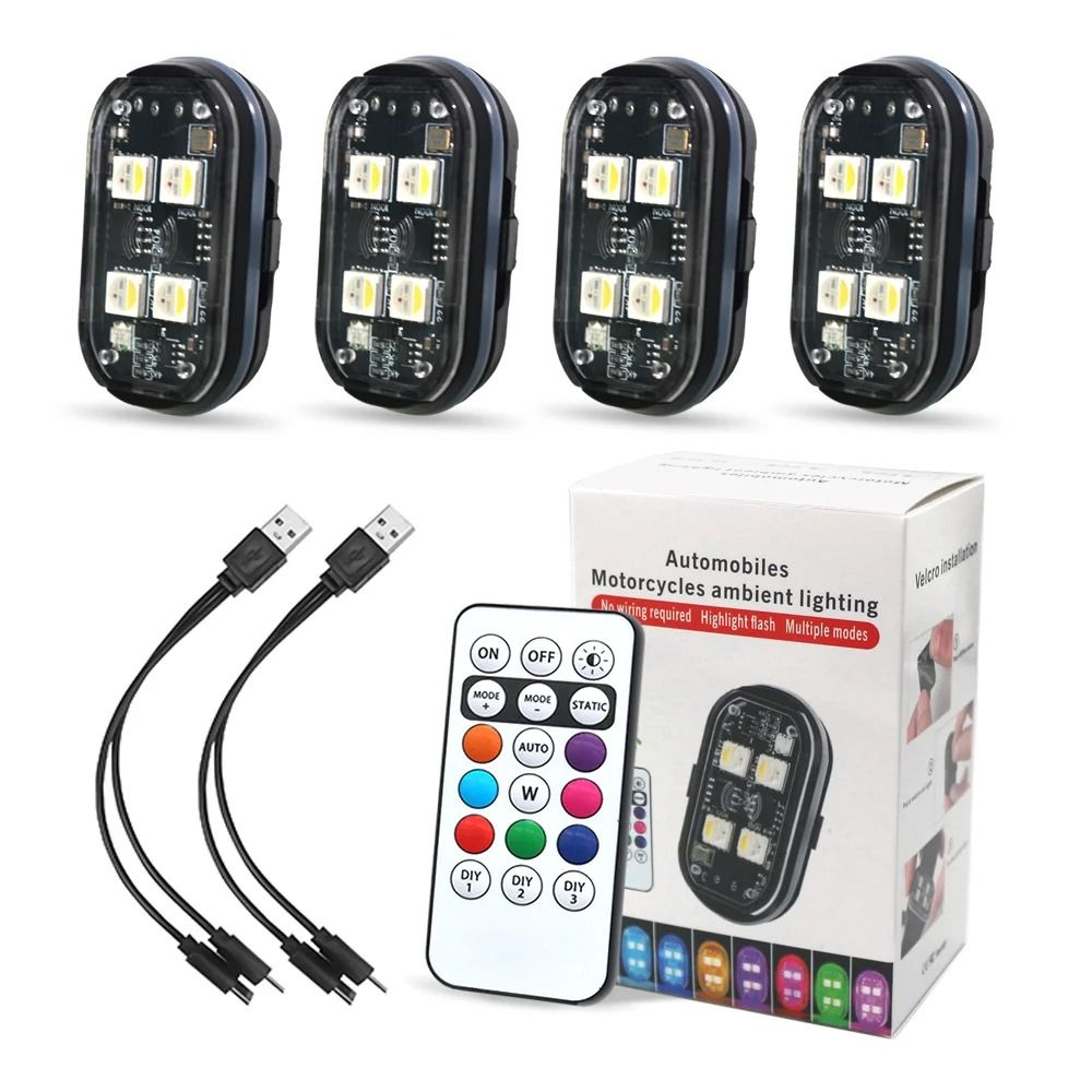 Car Interior RGB Ambient Light Kit With Remote Control  8 Color Options 5