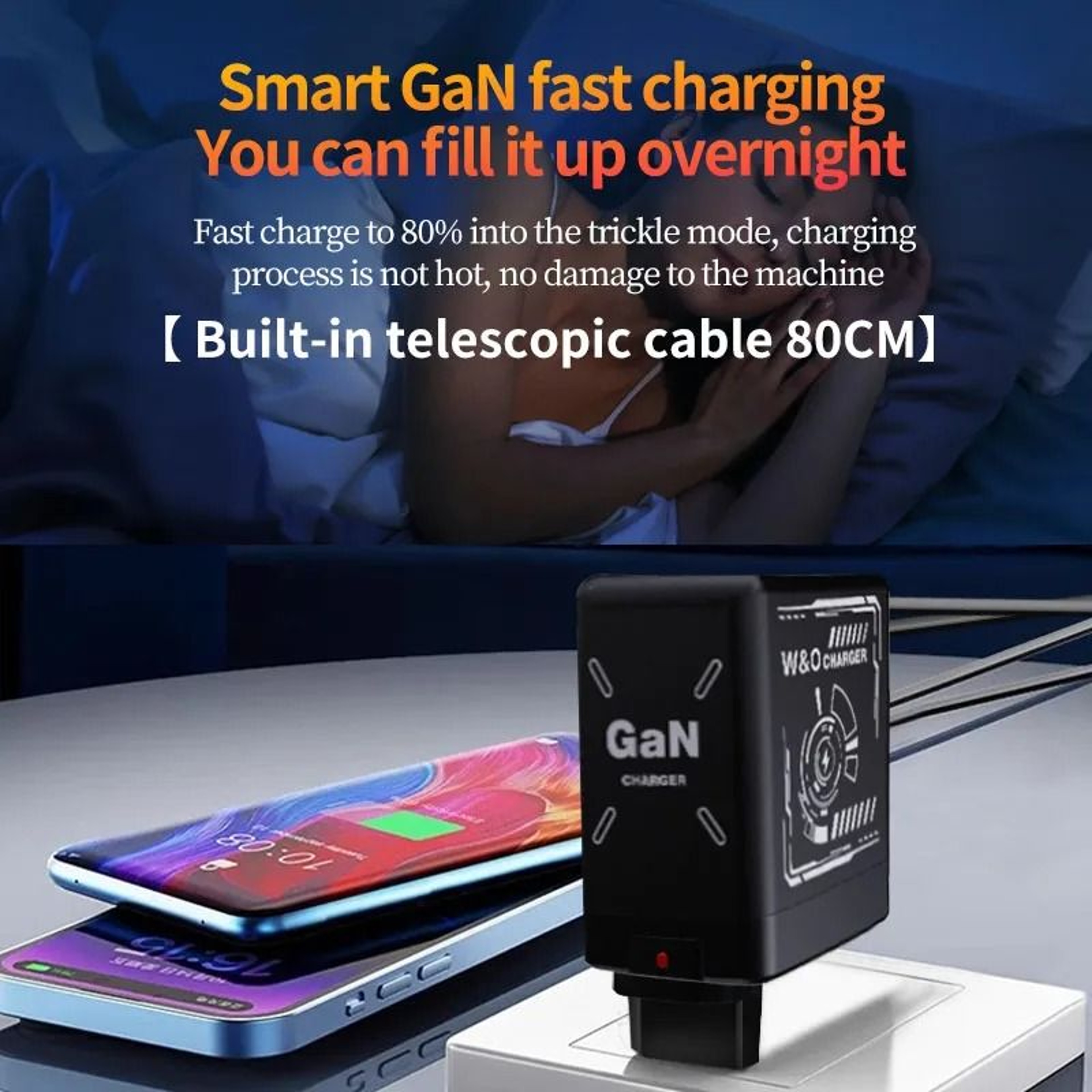 2 In 1 GaN 120W Fast Charger With Retractable TypeC And Lightning Cable 3