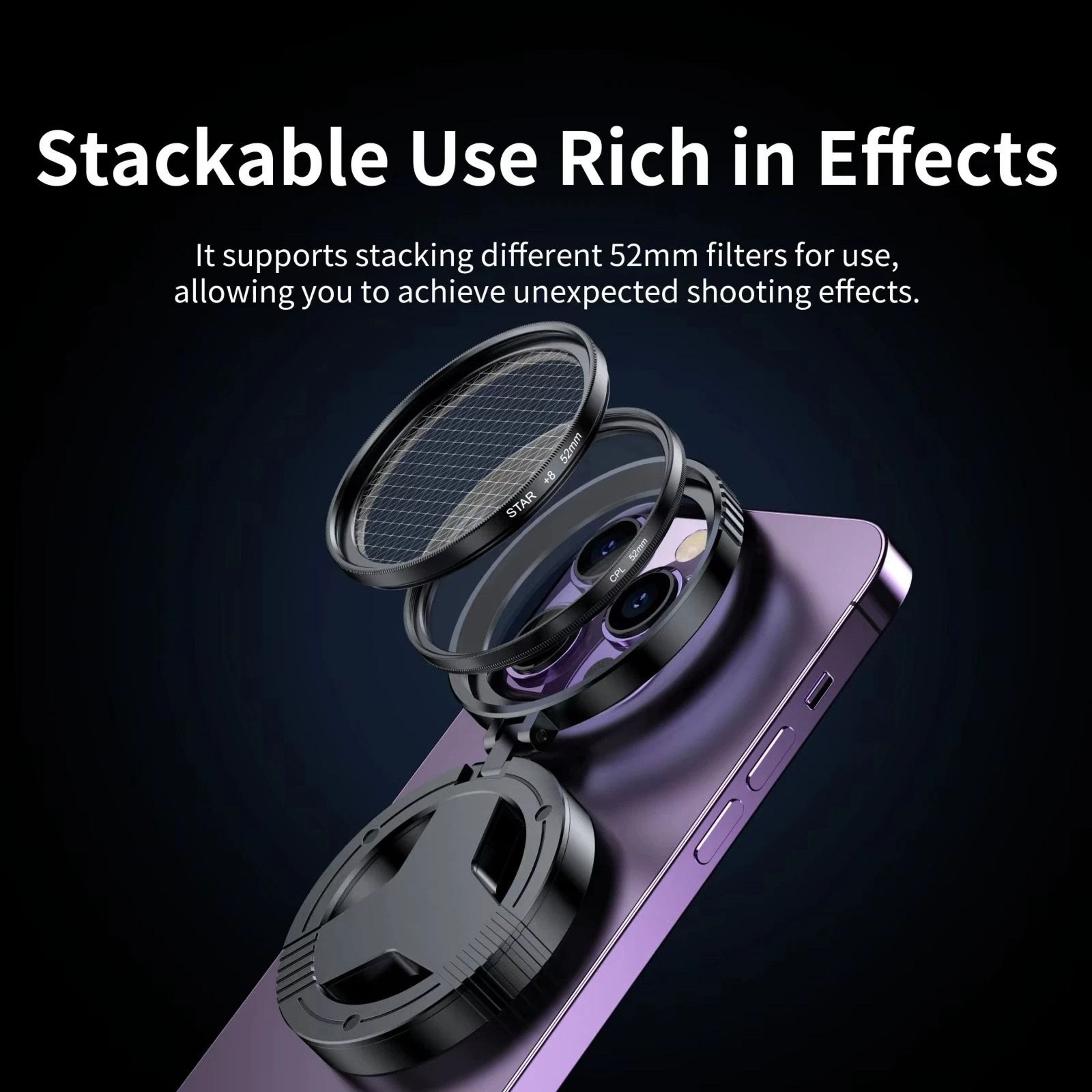 52 Mm CPL Magnetic Polarizer Filter Holder For Smartphone Vlogging And Stand Bracket 1