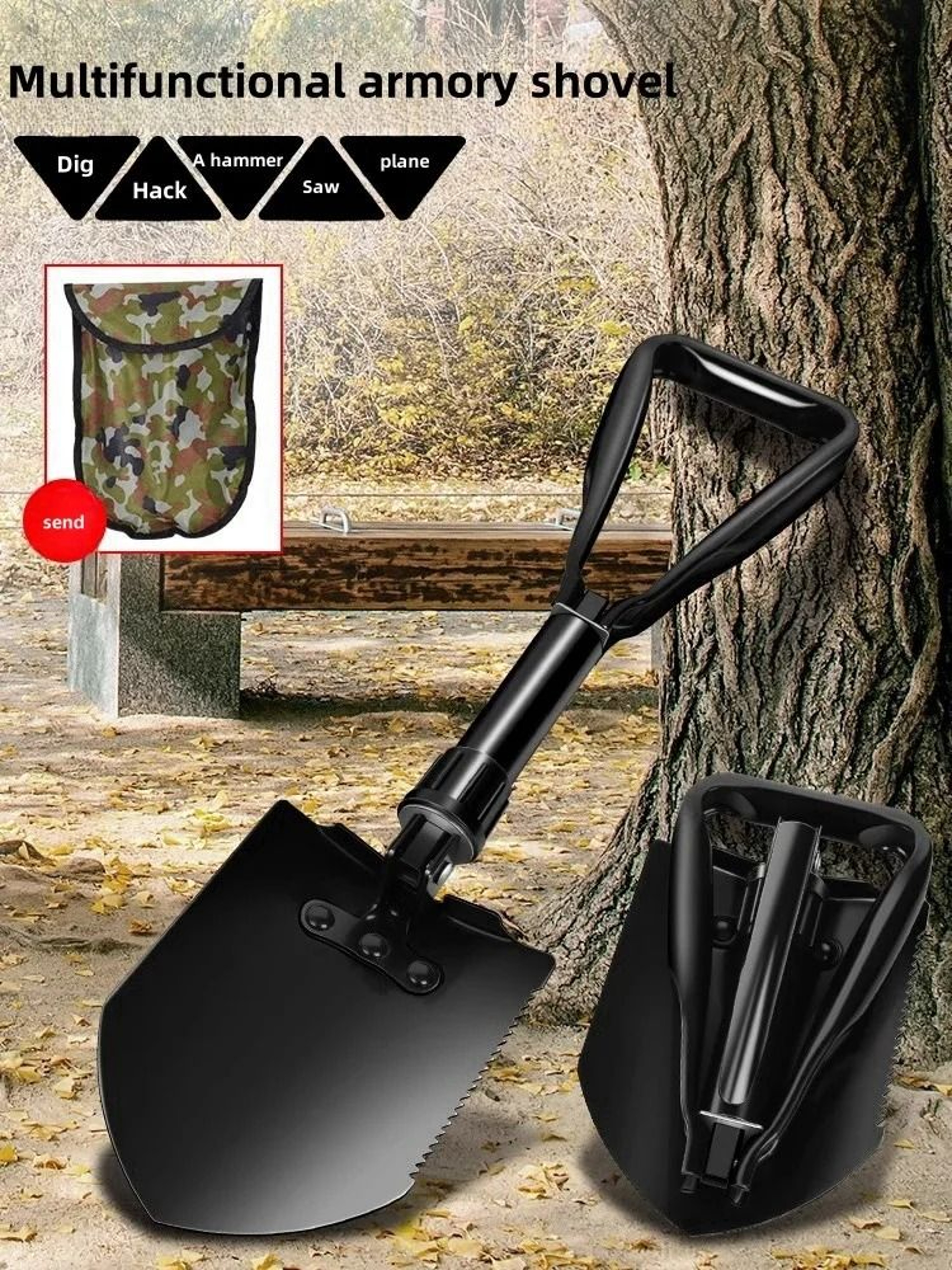 Foldable Multi Function Engineer Shovel For Outdoor Camping 0