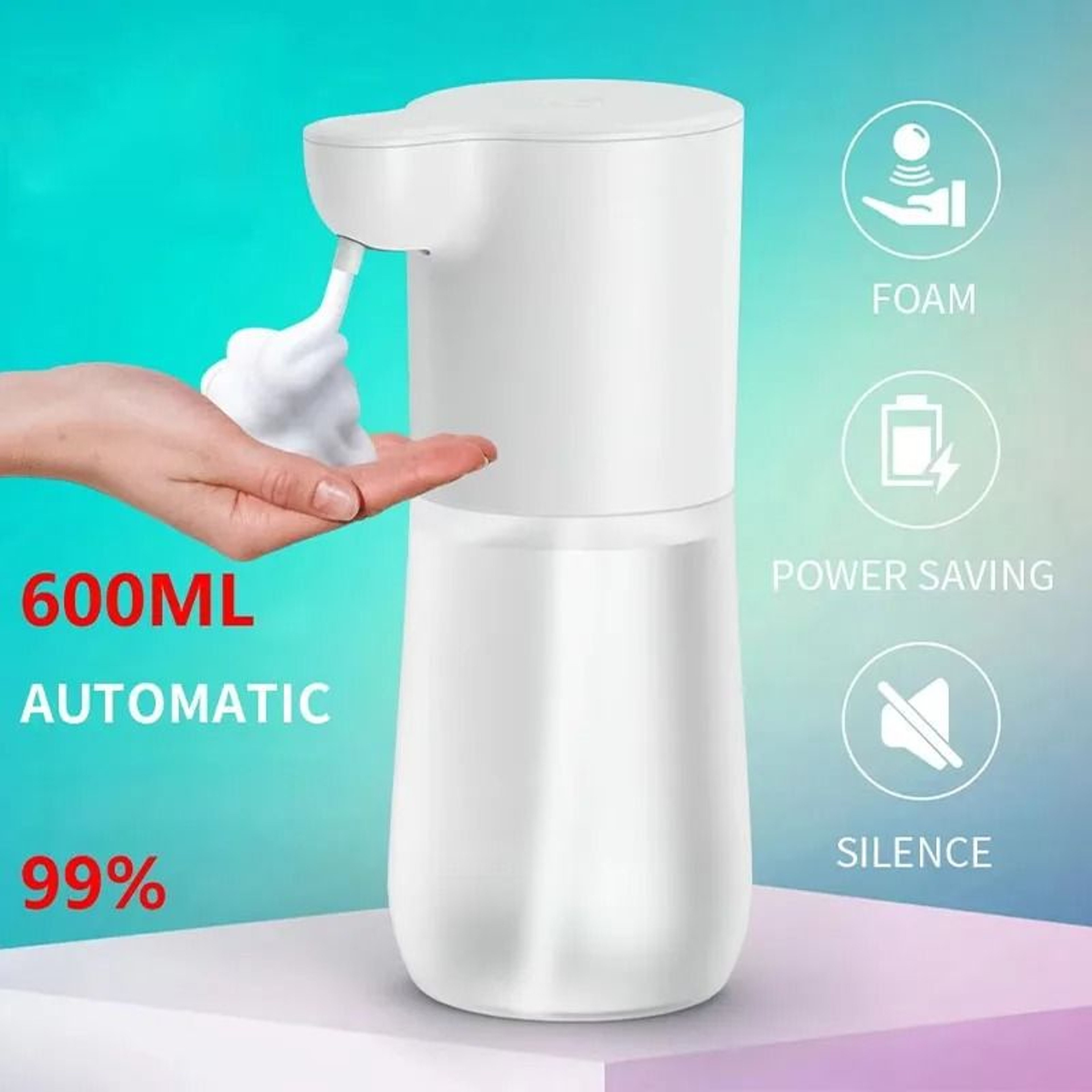 USB Rechargeable Automatic Foam Soap Dispenser Touchless Hand Washer 7