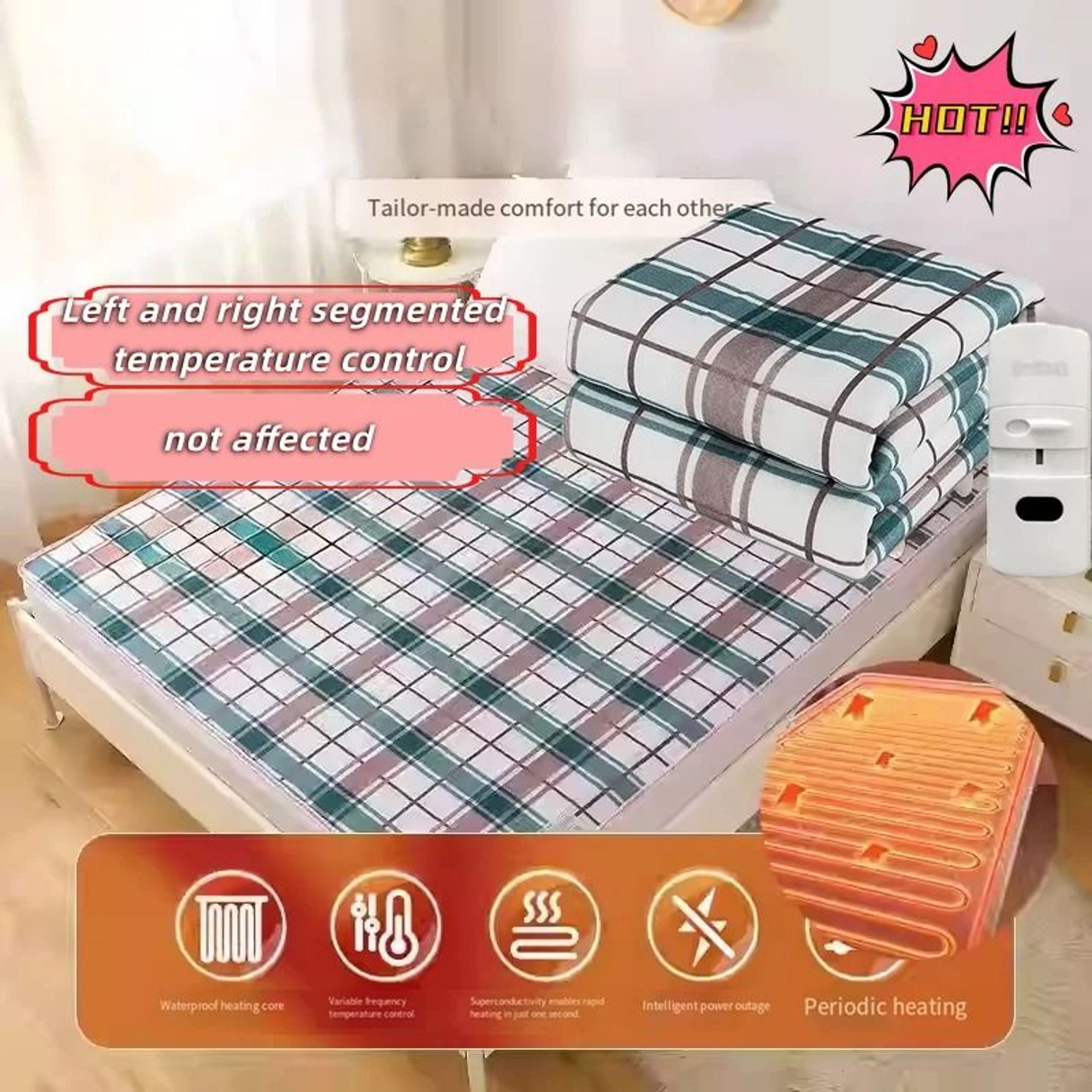 Electric Mattress Blanket Dual Control Household Mite Removal Winter Bed Cover 0