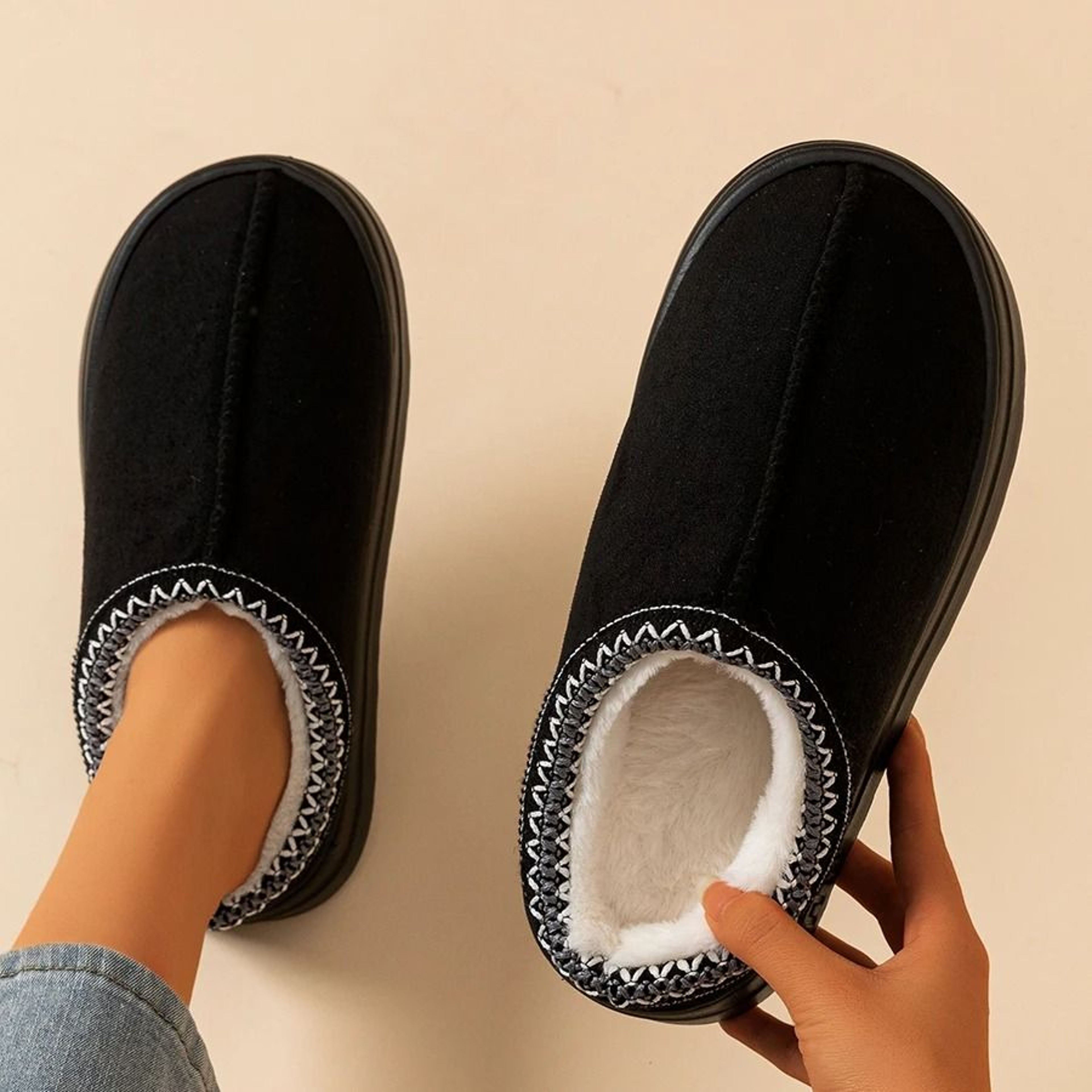 Fuzzy Fur Winter Slipper Boots Anti Slip Soft Sole Indoor Outdoor Couple House Shoes 7