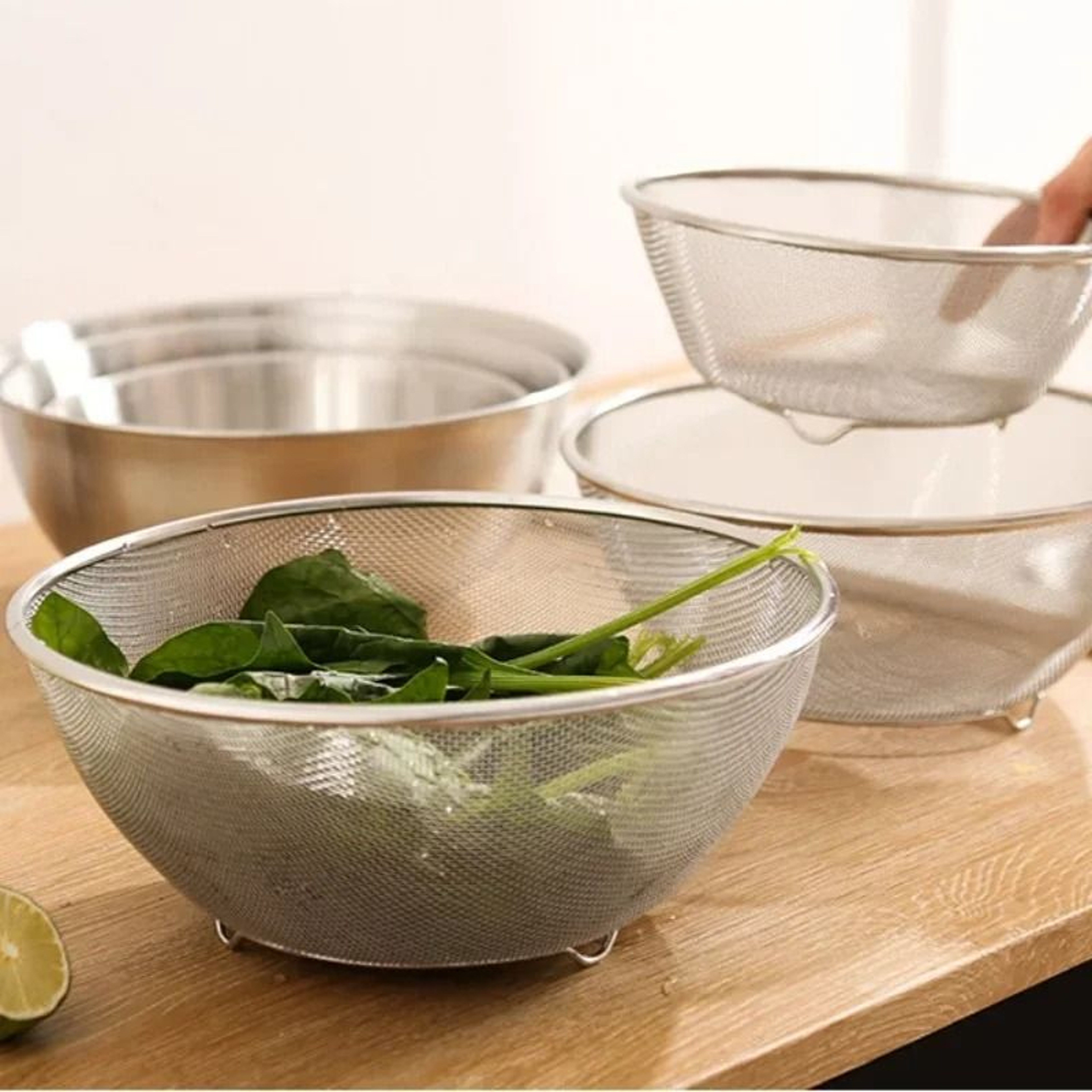 Stainless Steel Drain Basin Set With Strainer And Measuring Scale For Kitchen Washing And Rinsing 3