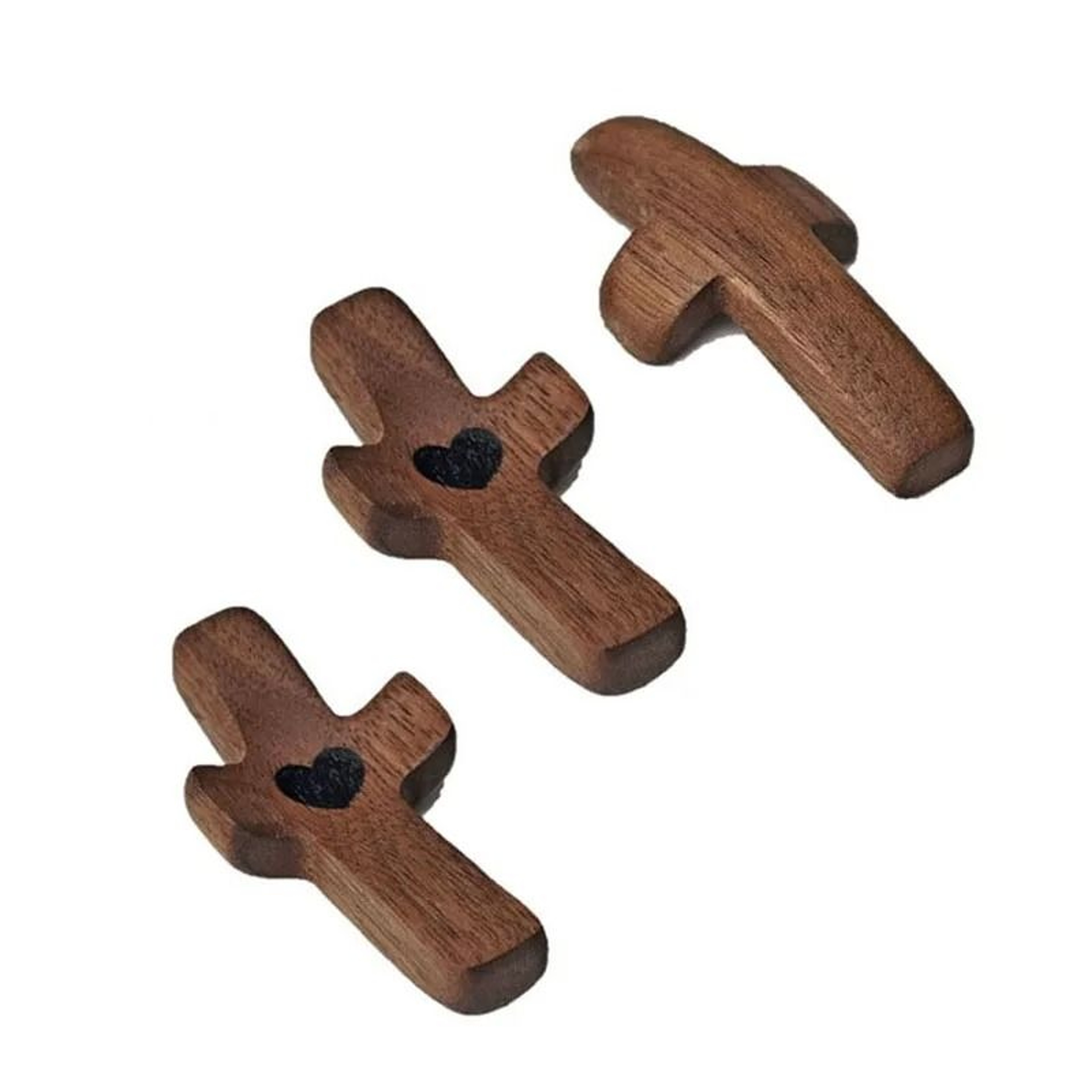 Handheld Wooden Cross Encouragement Gift With Epoxy Heart For Pocket Comfort 6
