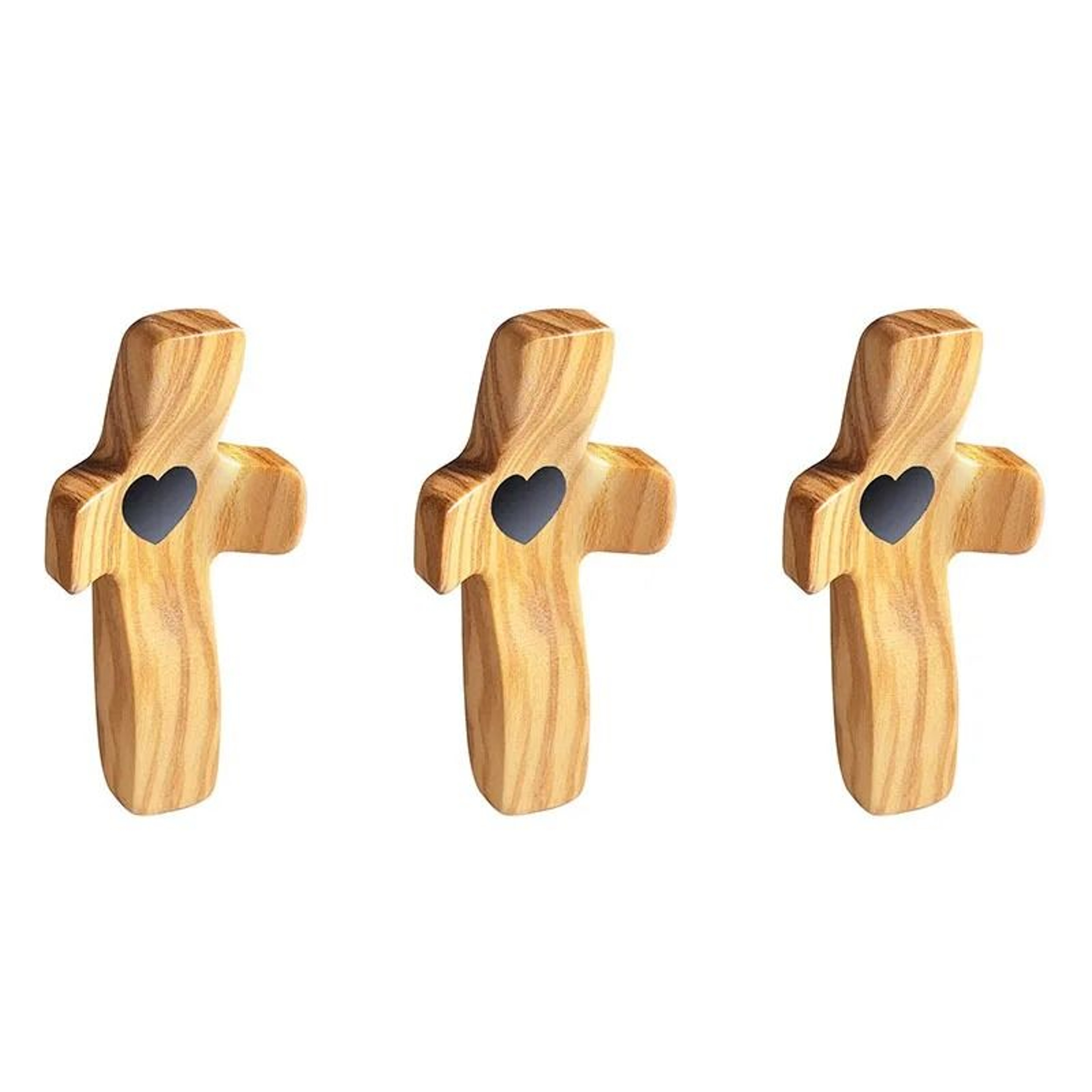 Handheld Wooden Cross Encouragement Gift With Epoxy Heart For Pocket Comfort 10