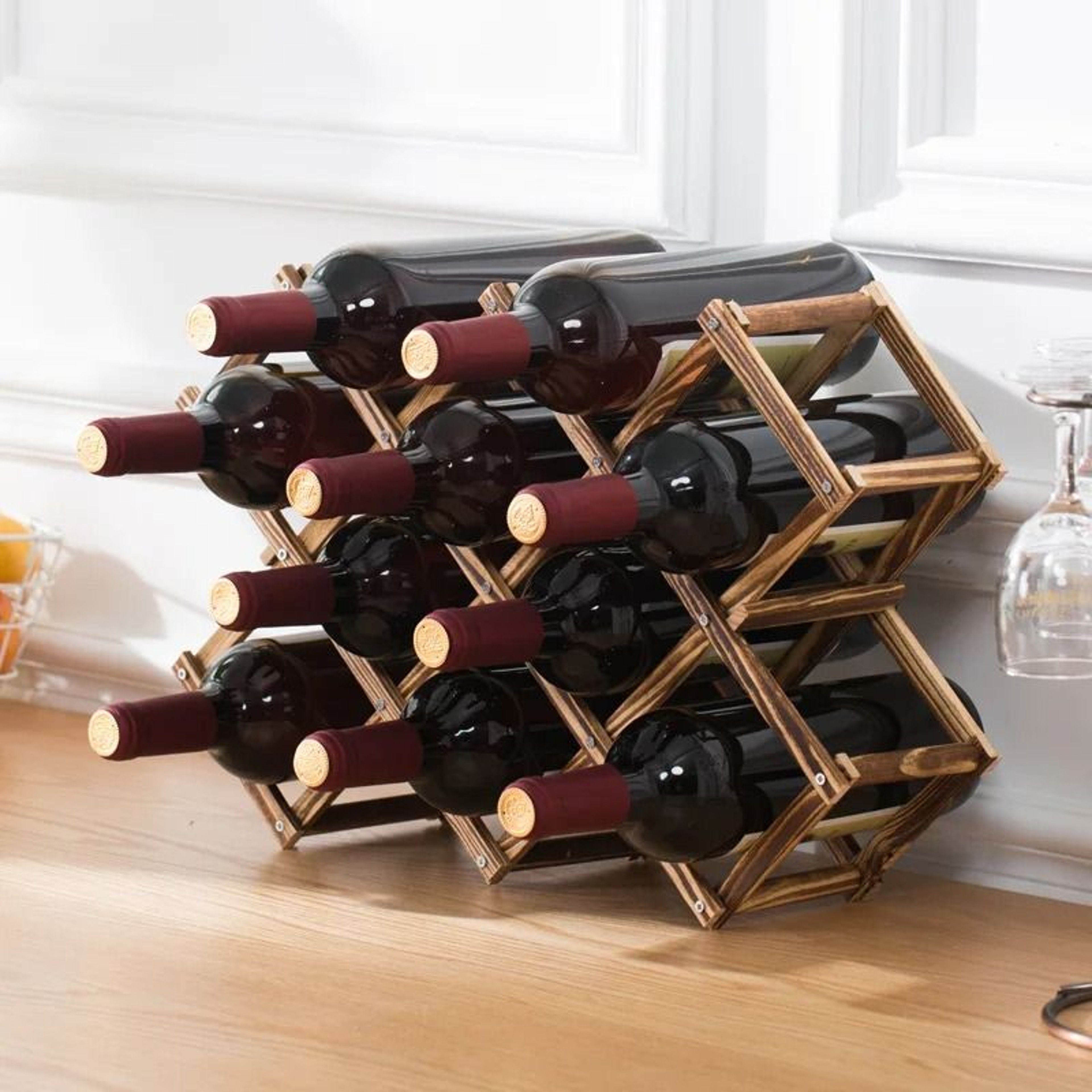 Wooden Wine Rack Display Stand For Kitchen And Bar Storage 0