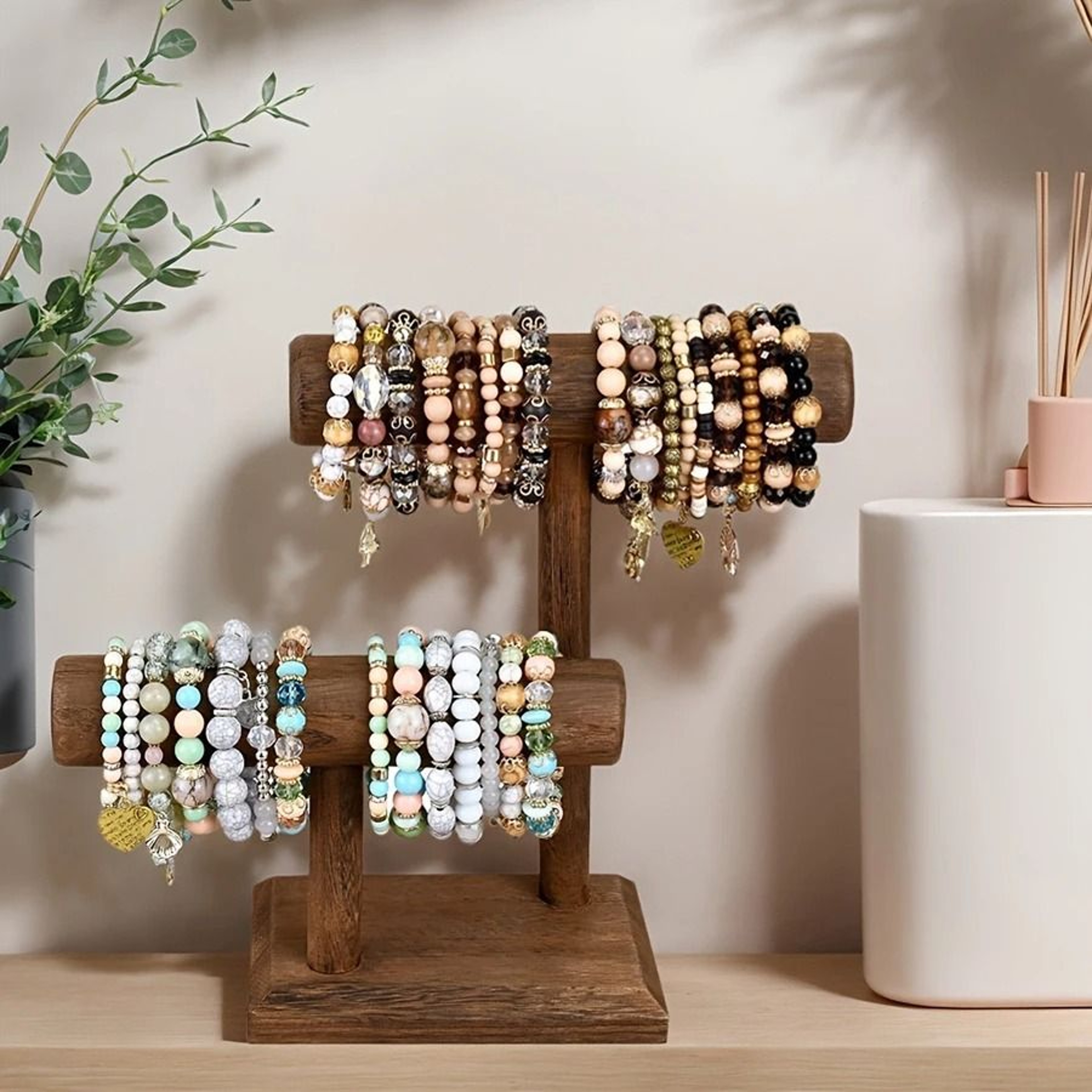 Wooden Watch Holder Stand Display Tower Jewelry Organizer For Watches Bracelets And Necklaces 1