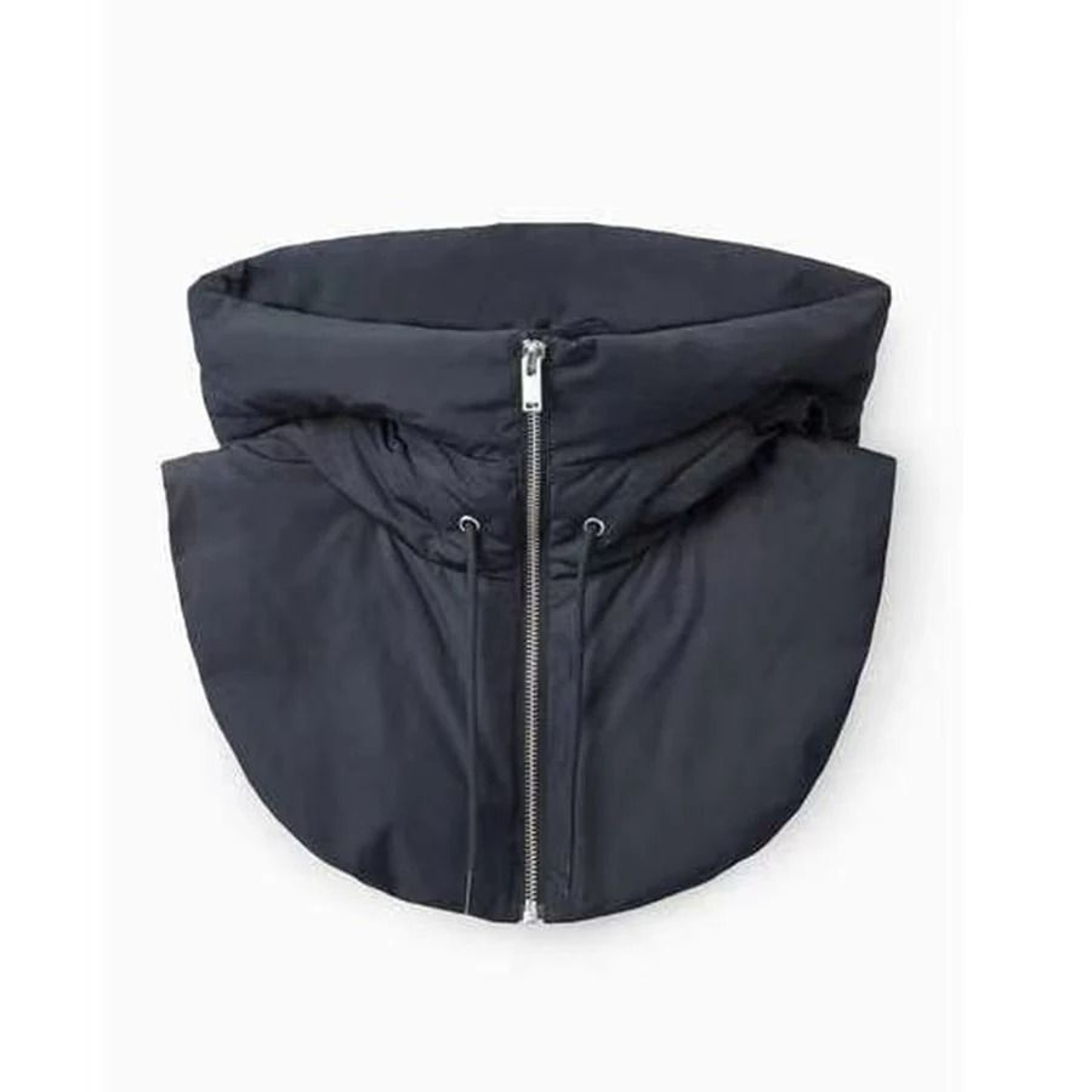 Ultralight Down Hooded Hat With Drawstring And Removable Neck Cover Scarf 0