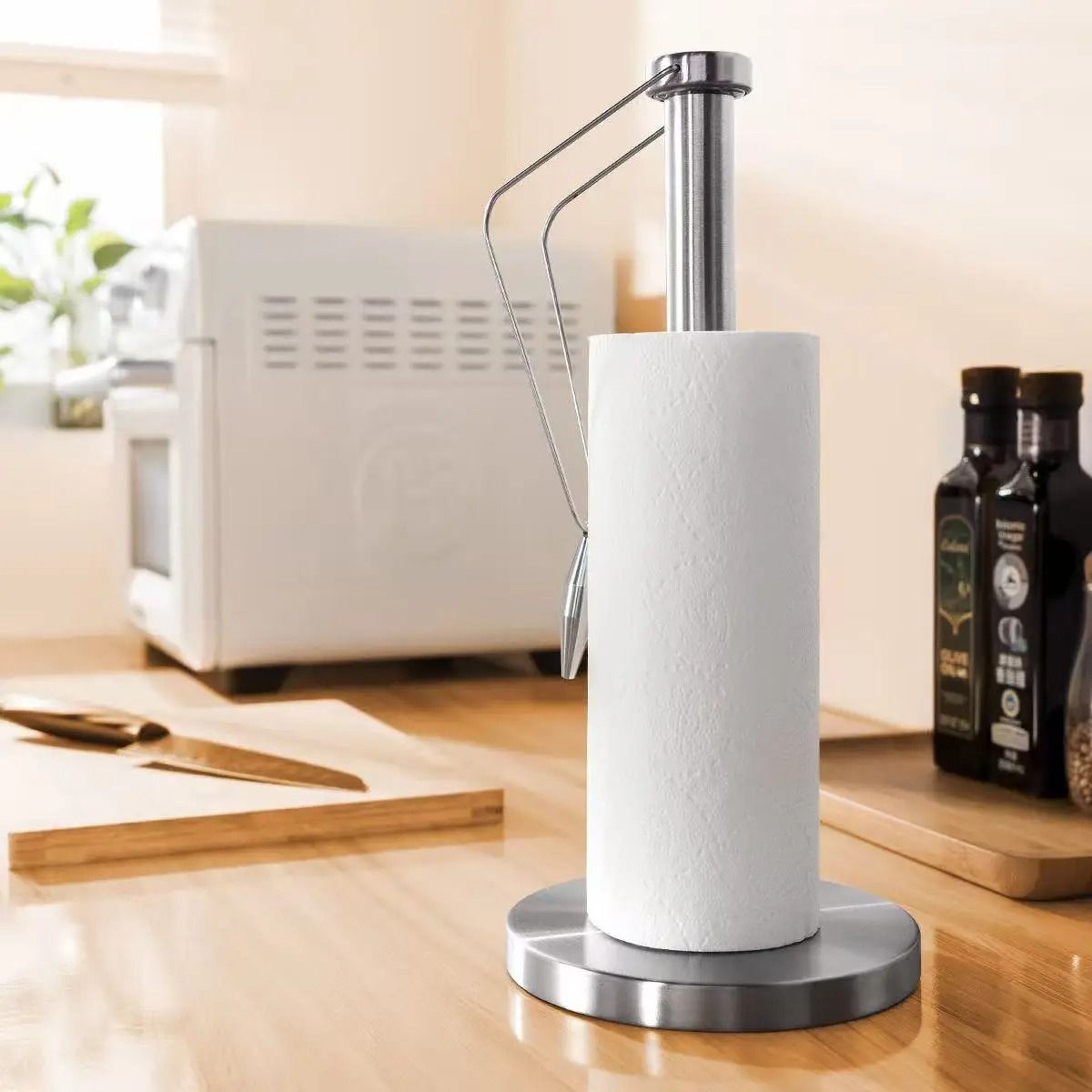 Stainless Steel Vertical Paper Towel Holder Stand For Kitchen Countertop Storage 0