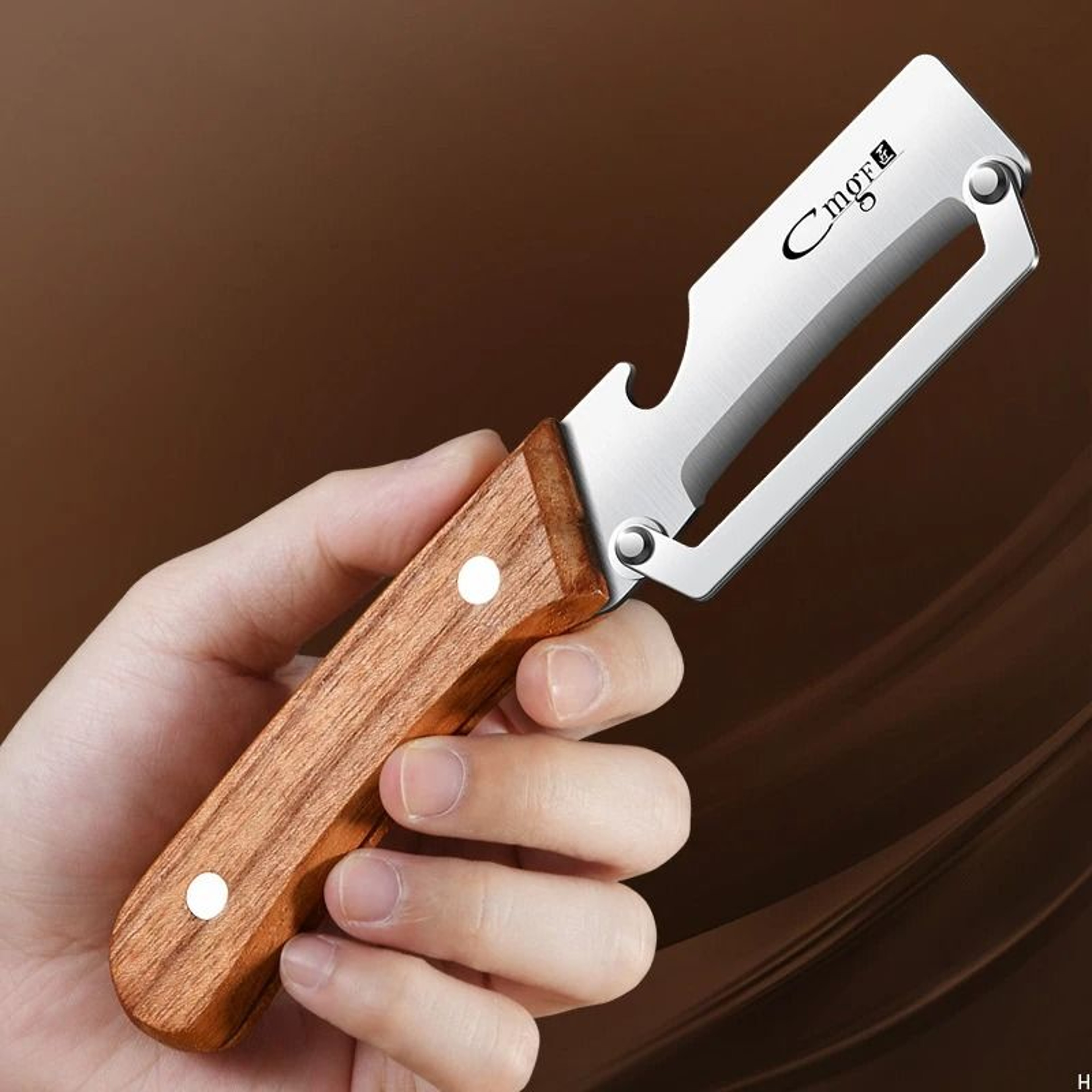 Stainless Steel Vegetable Peeler With Wooden Handle Multi Purpose Kitchen Tool 1