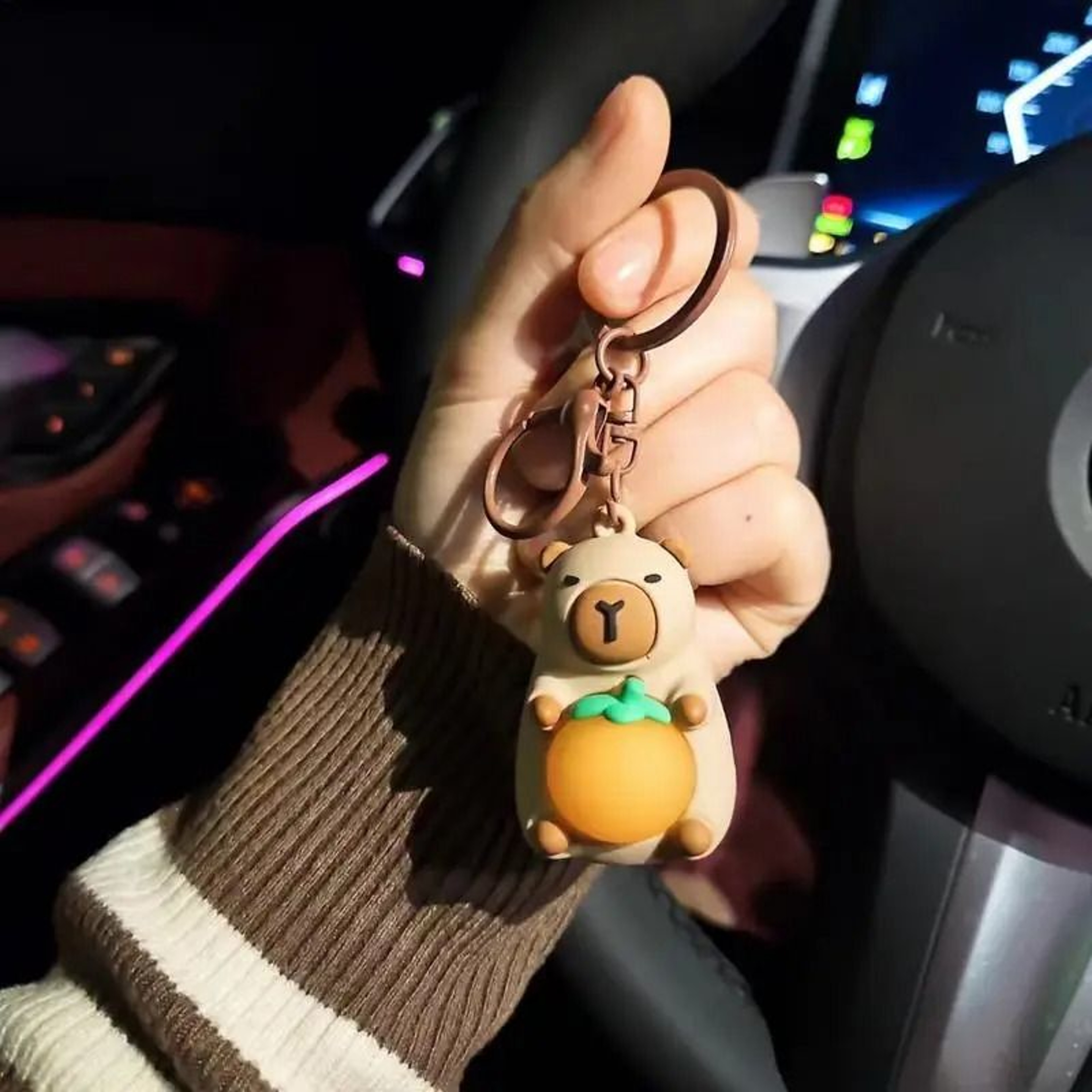 Cute Luminous Capybara Keychain With Light 4