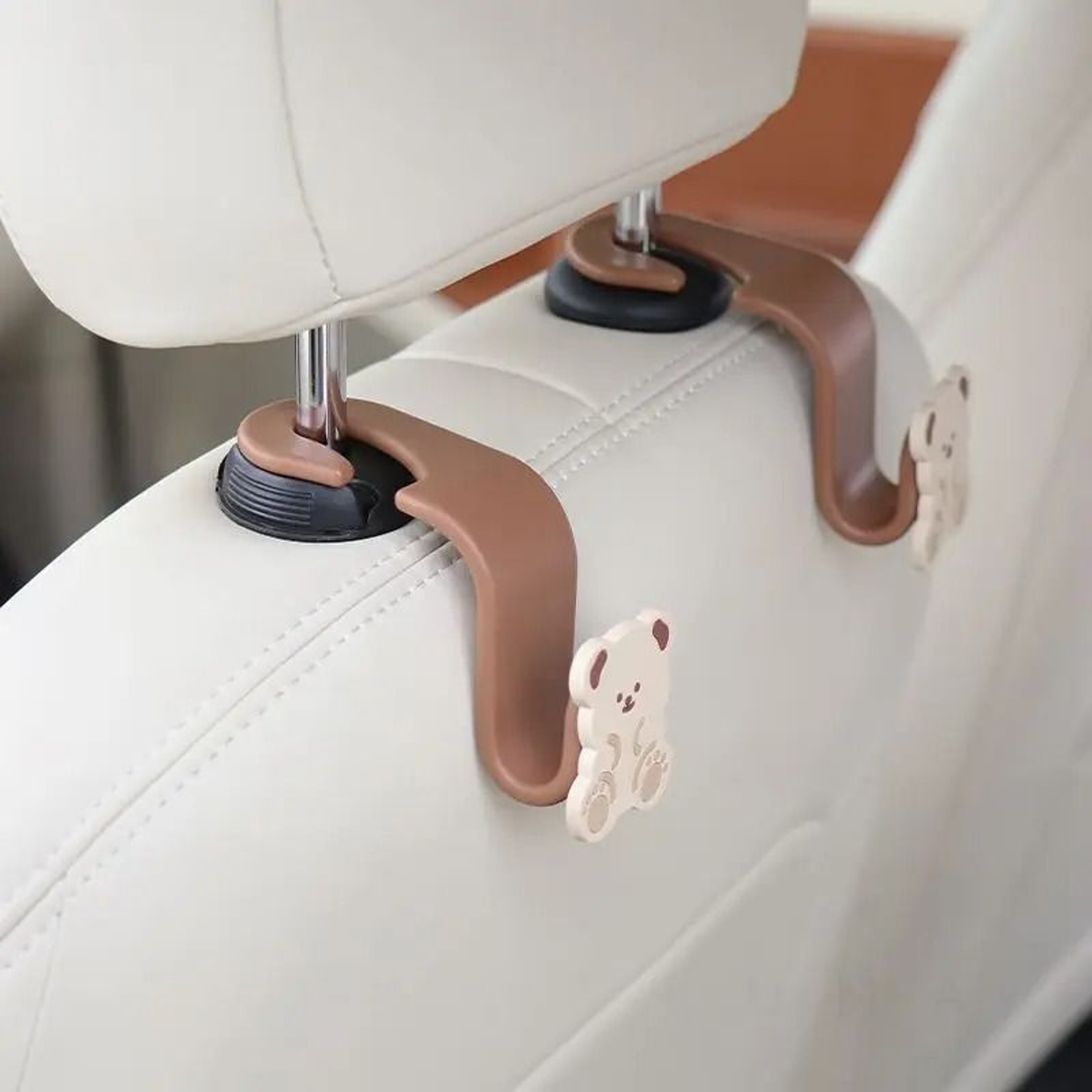 Adorable Cartoon Teddy Bear Car Seat Headrest Hooks Two Pack 3