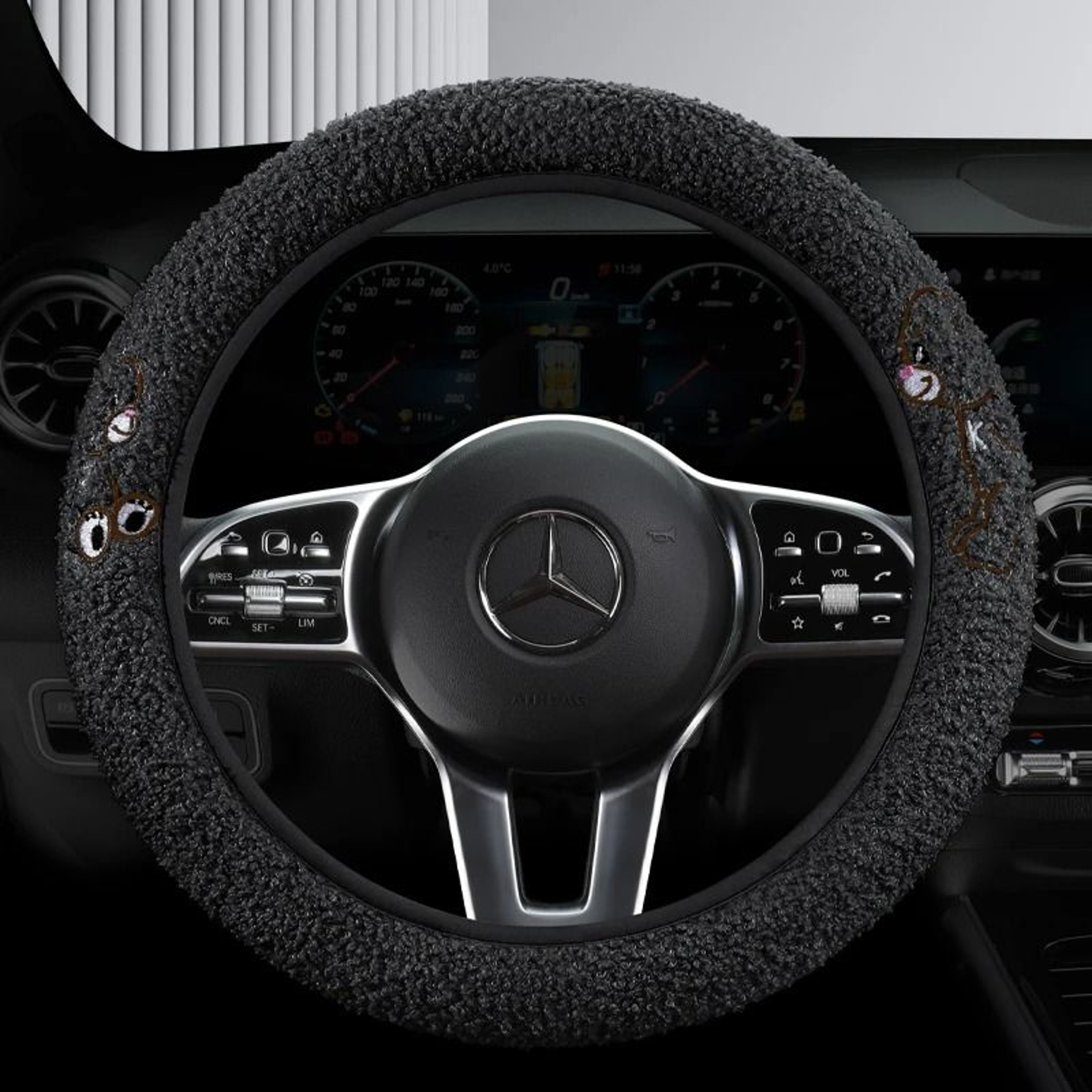 Plush Wool Steering Wheel Cover For Winter Comfort 6