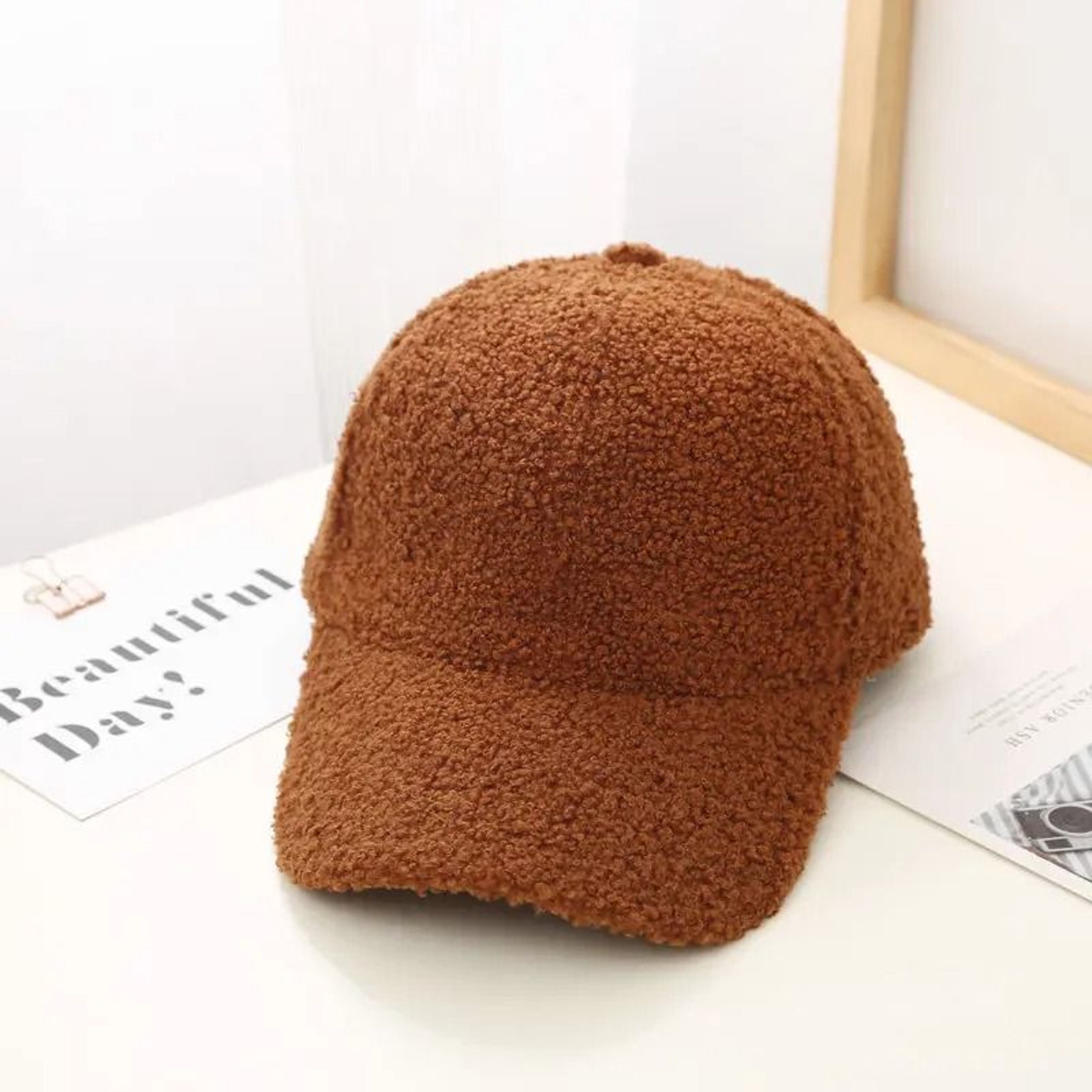 Soft Plush Lamb Wool Baseball Cap For Women 4