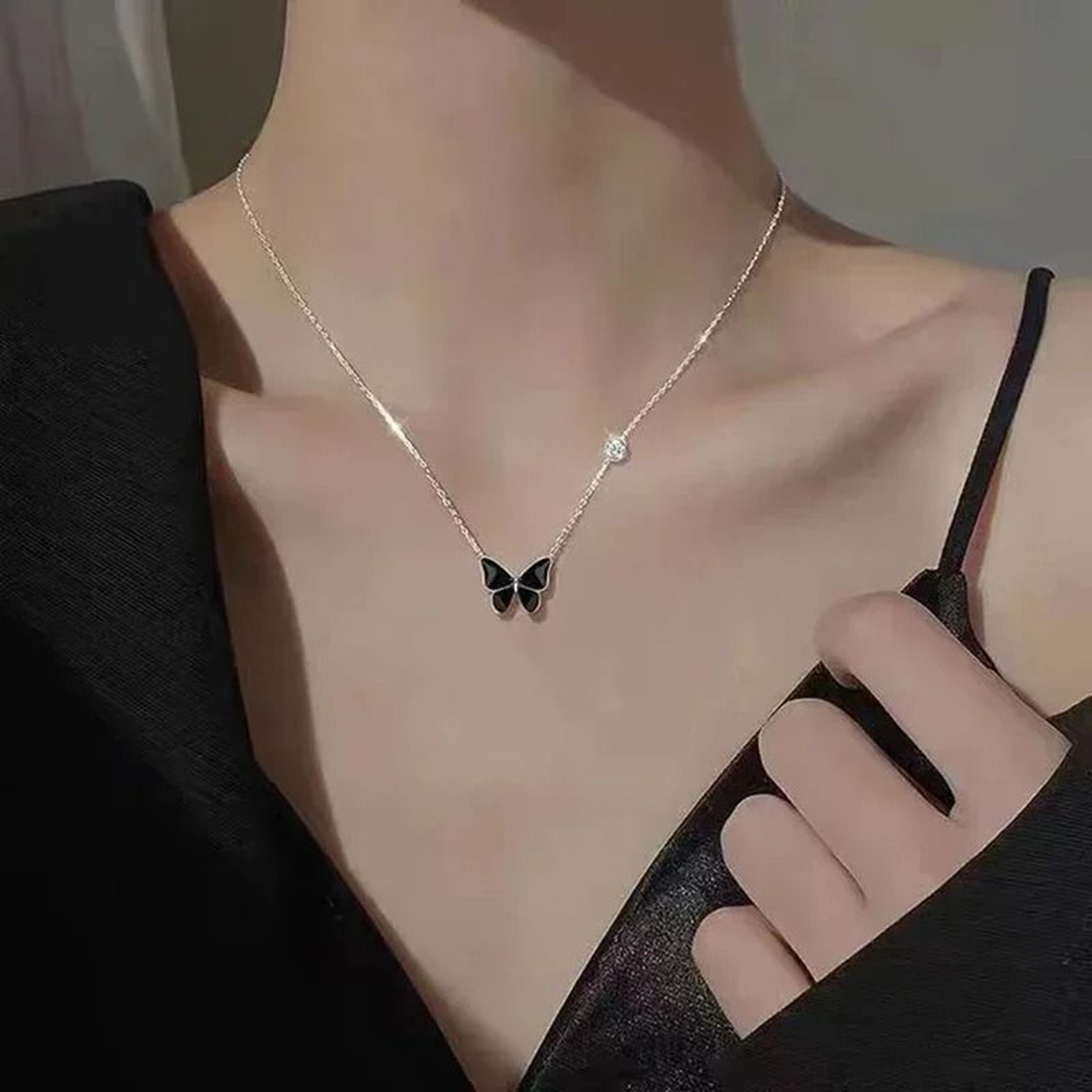 Butterfly Color Change Pendant Necklace With Stainless Steel Chain 6