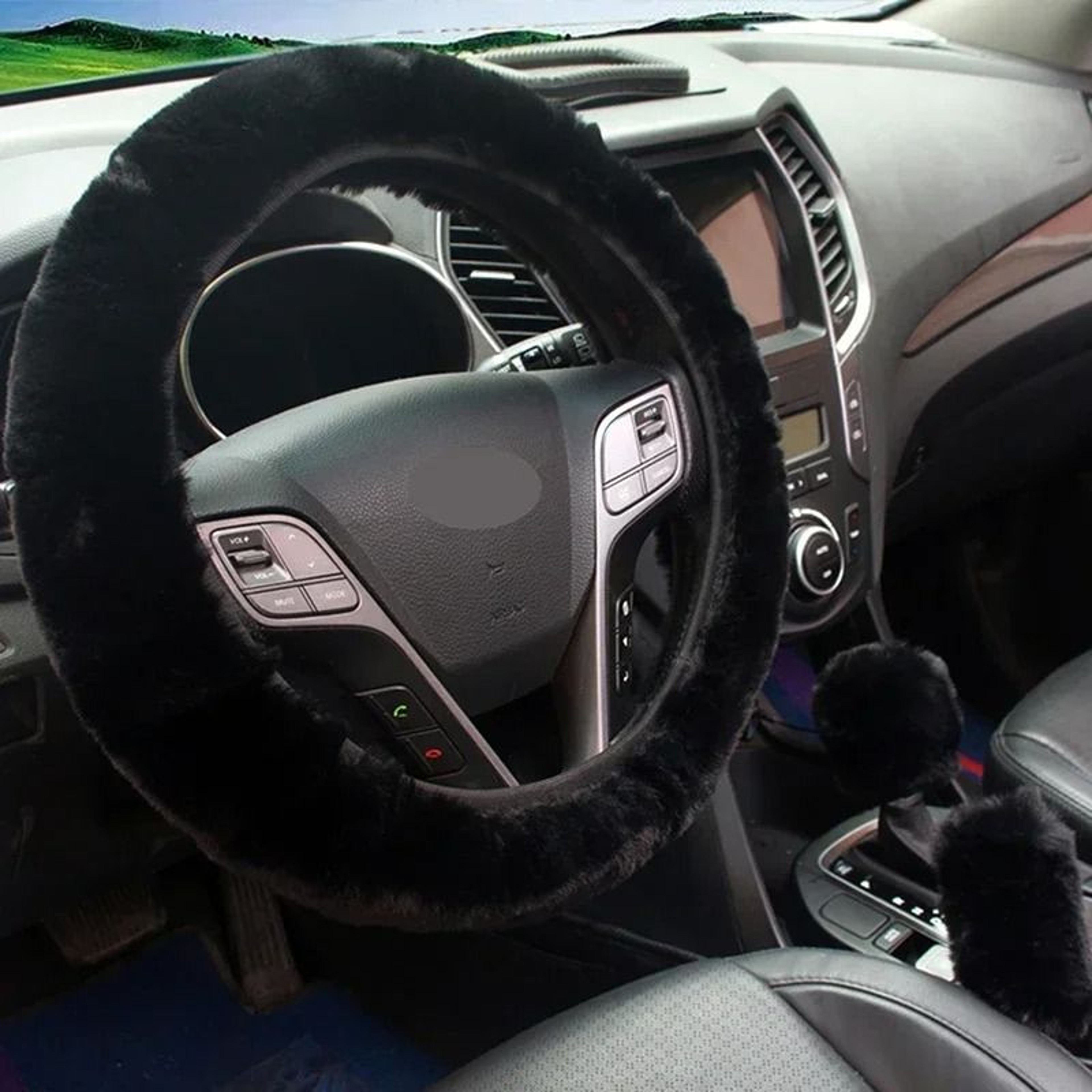 Plush Super Thick Steering Wheel Handbrake And Gearshift Cover Set 9