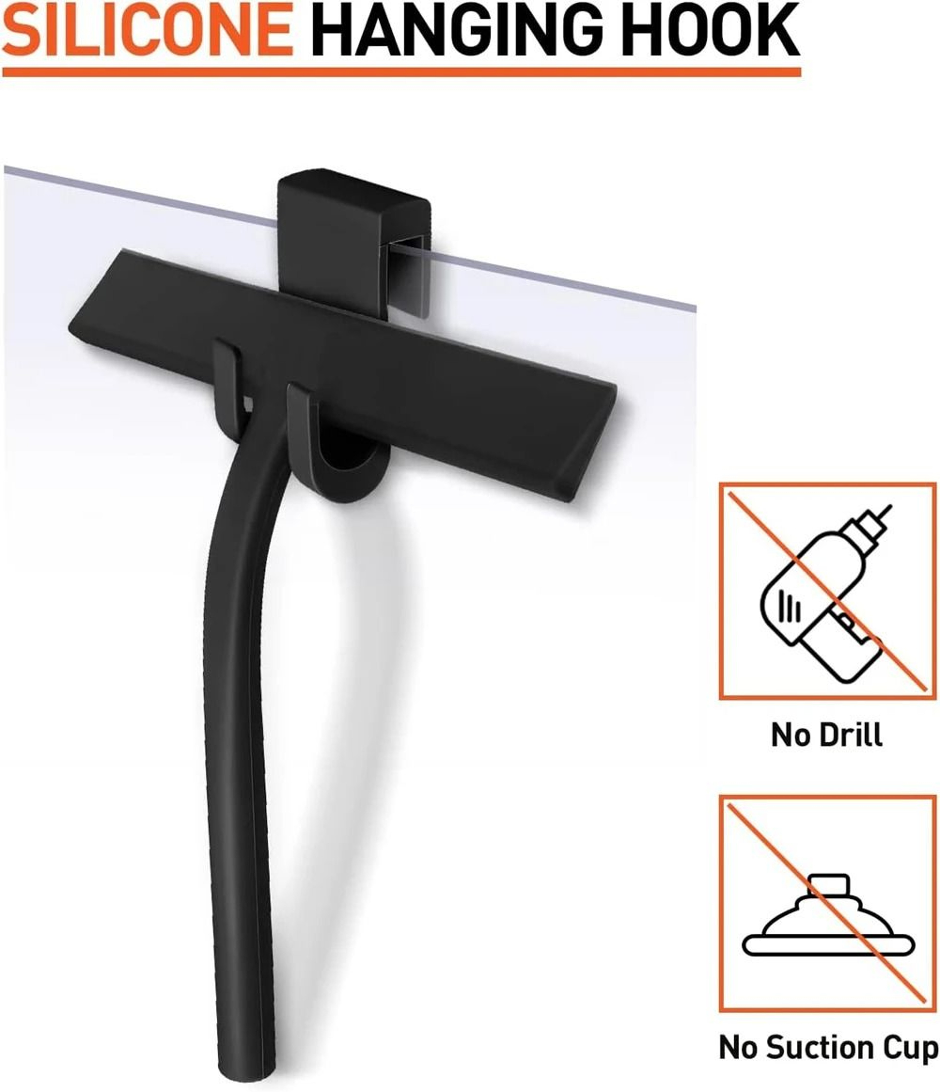 Matte Black Silicone Squeegee For Shower Glass And Windows 5