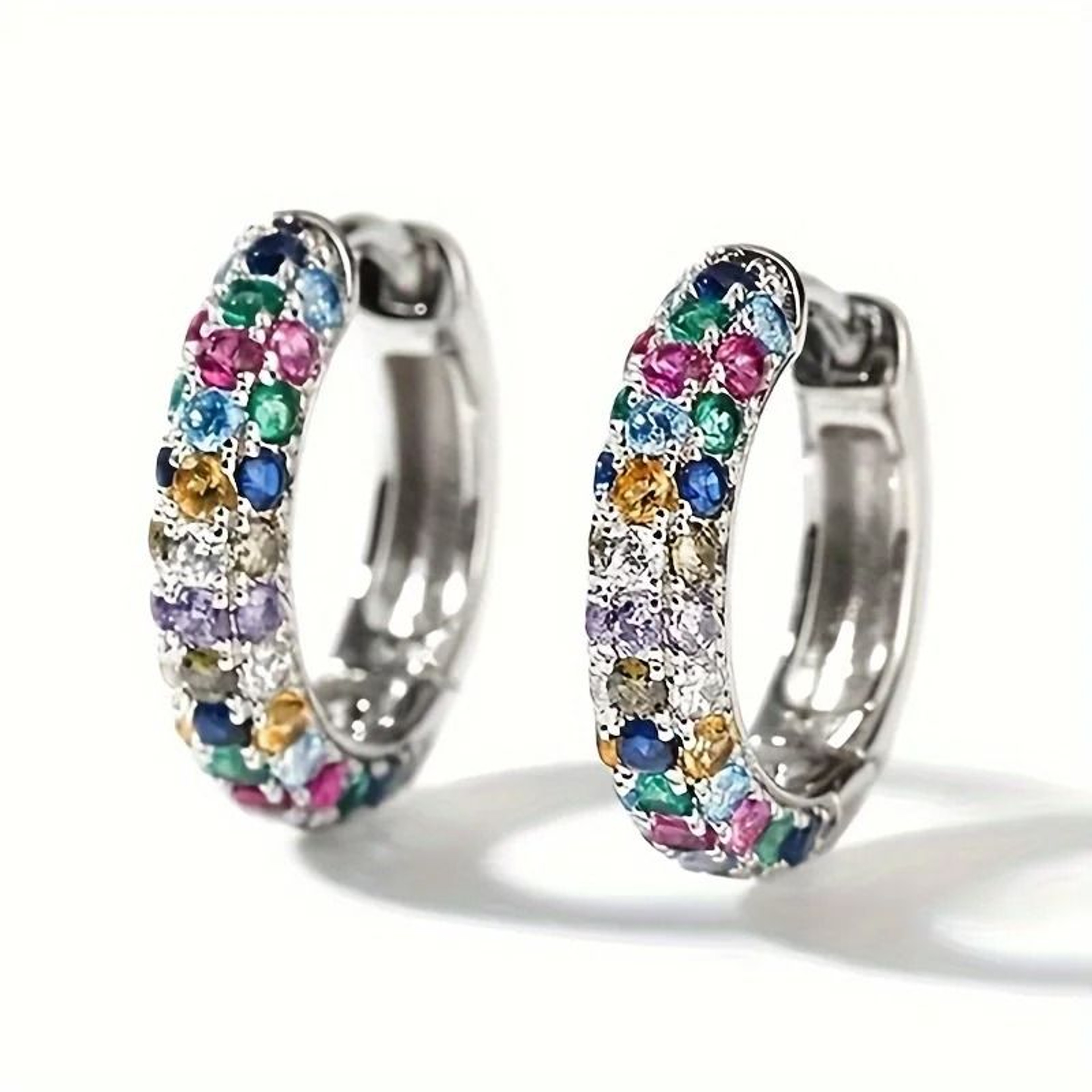Trendy Colorful Hoop Earrings Set 0