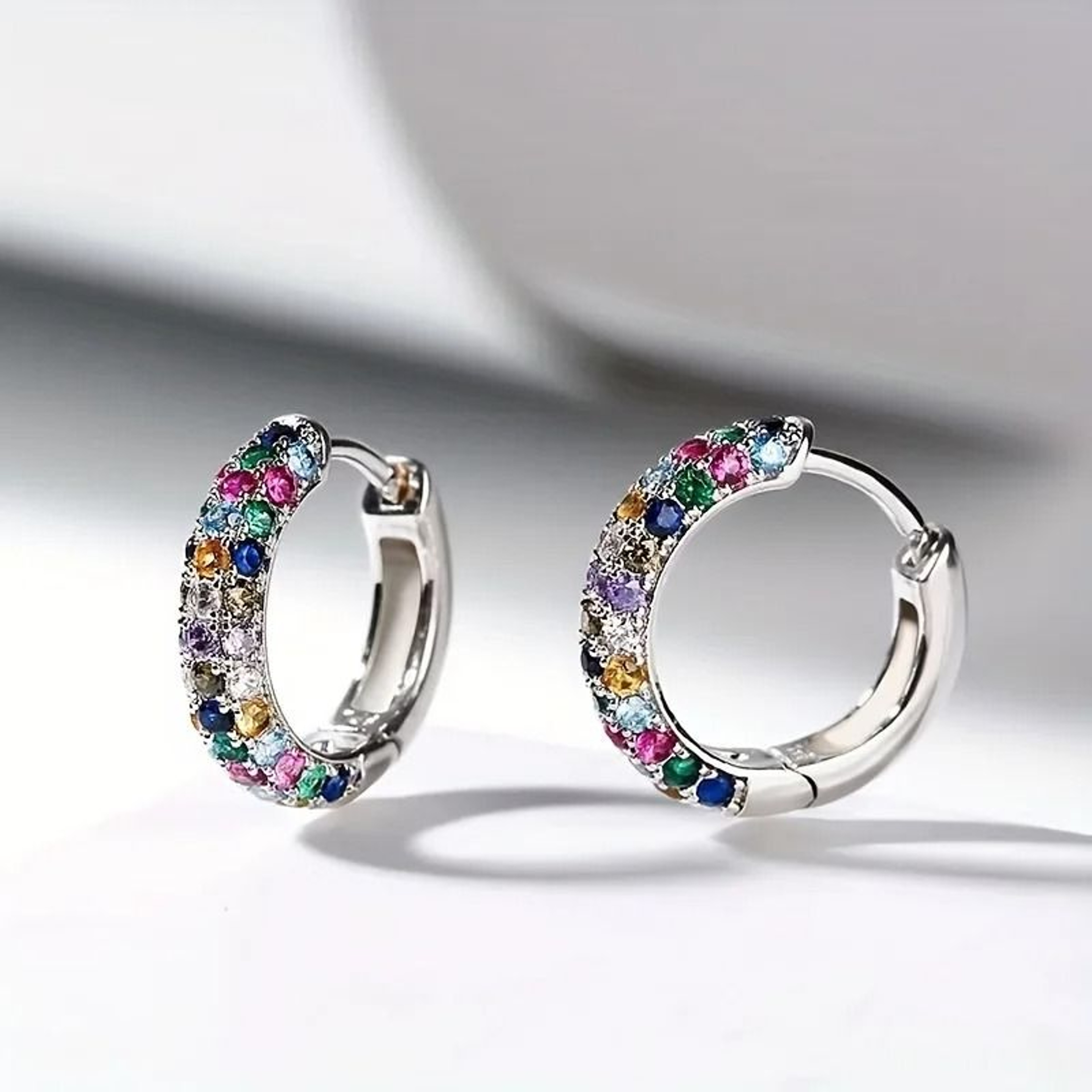 Trendy Colorful Hoop Earrings Set 5