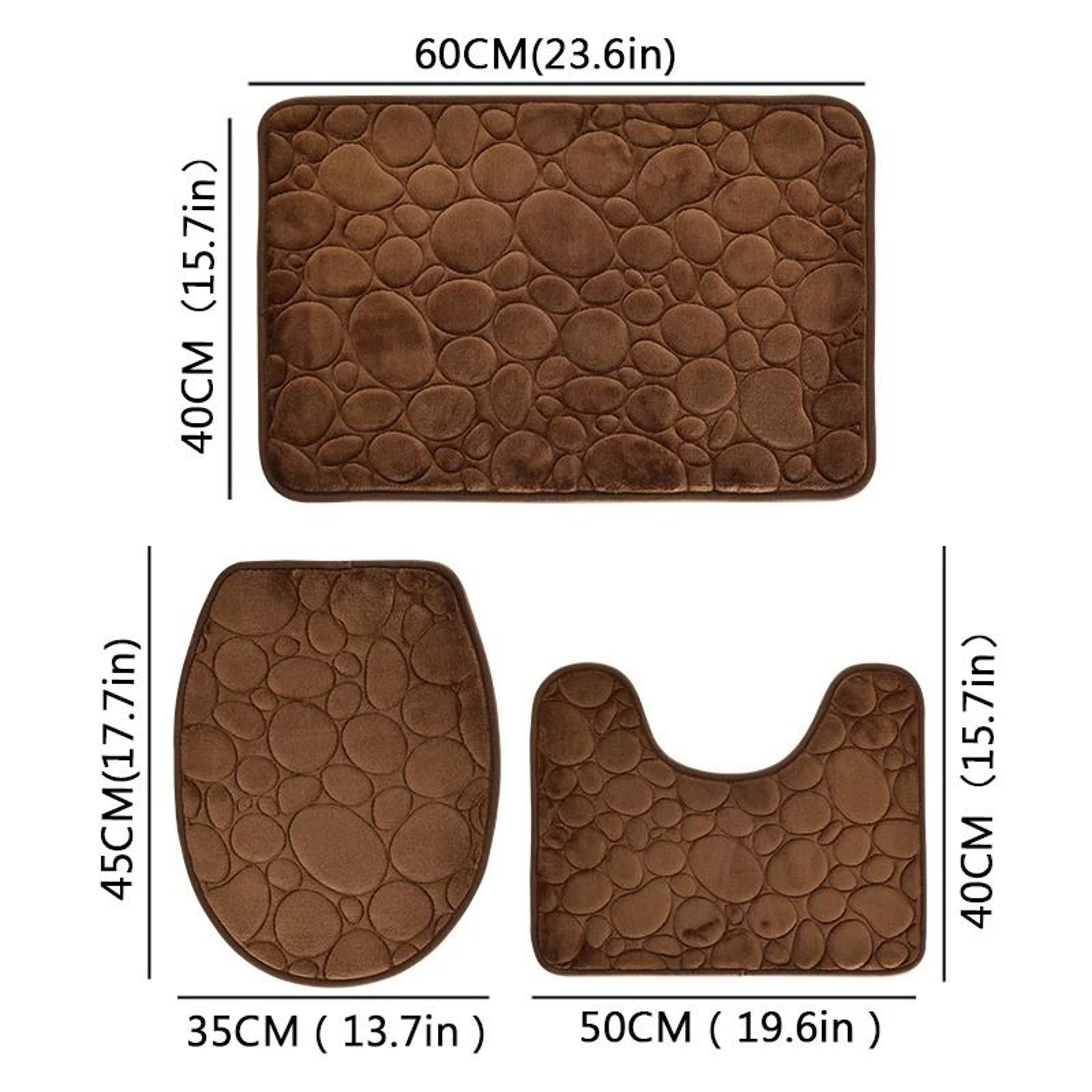 Stone Pattern Bathroom Mat Set 8