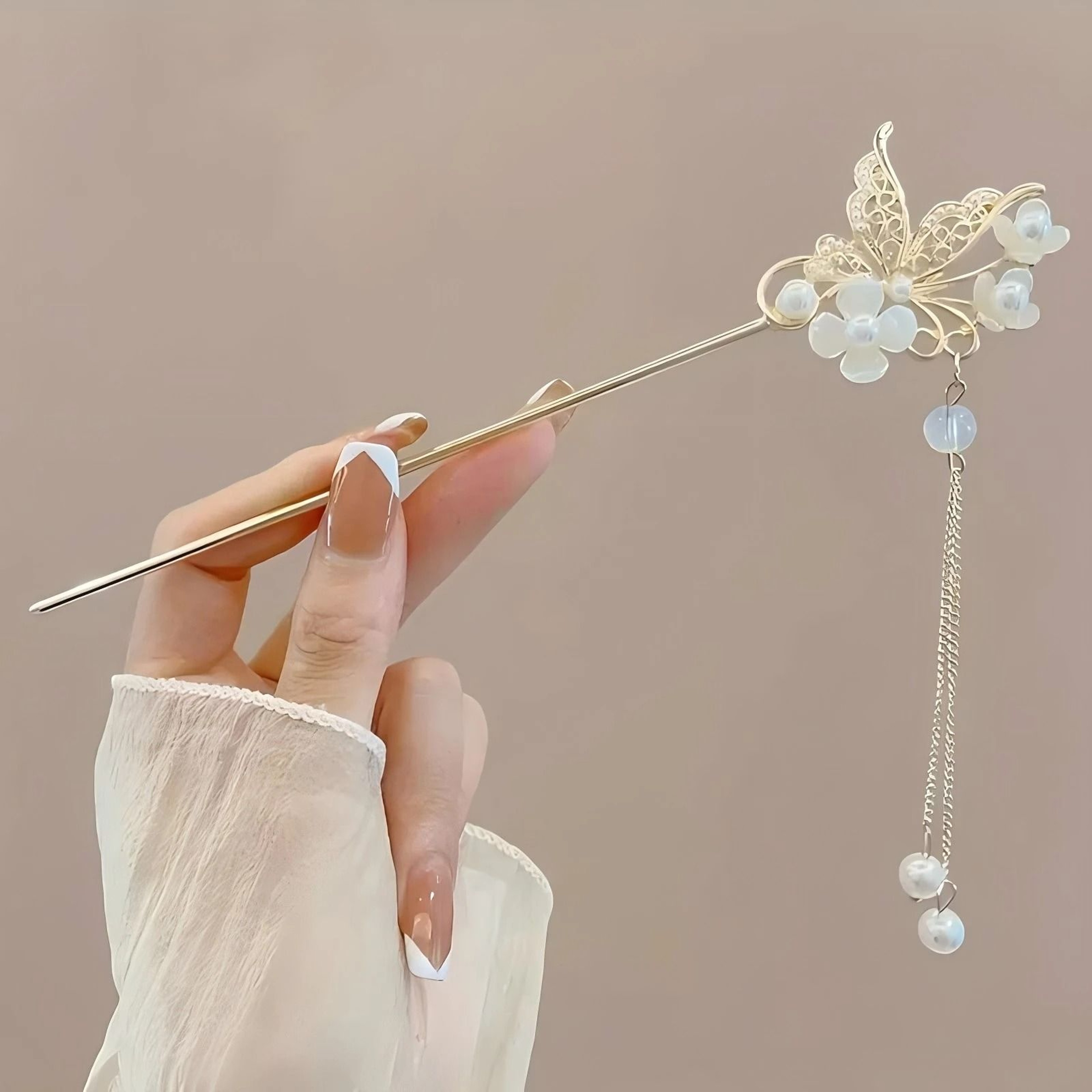 Elegant Floral Tassel Hair Clip 8