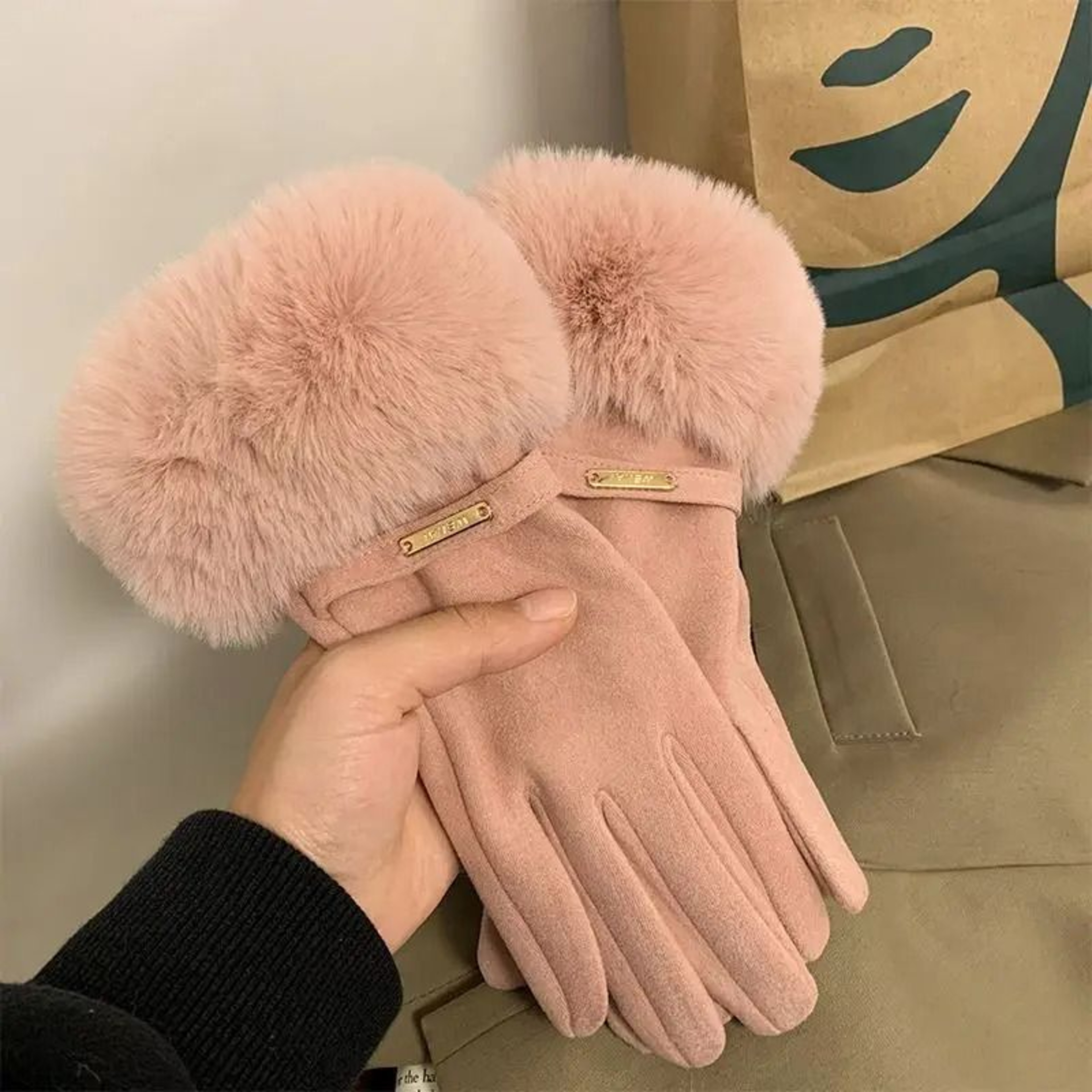 Cozy Winter Plush Touch Screen Gloves For Women 10