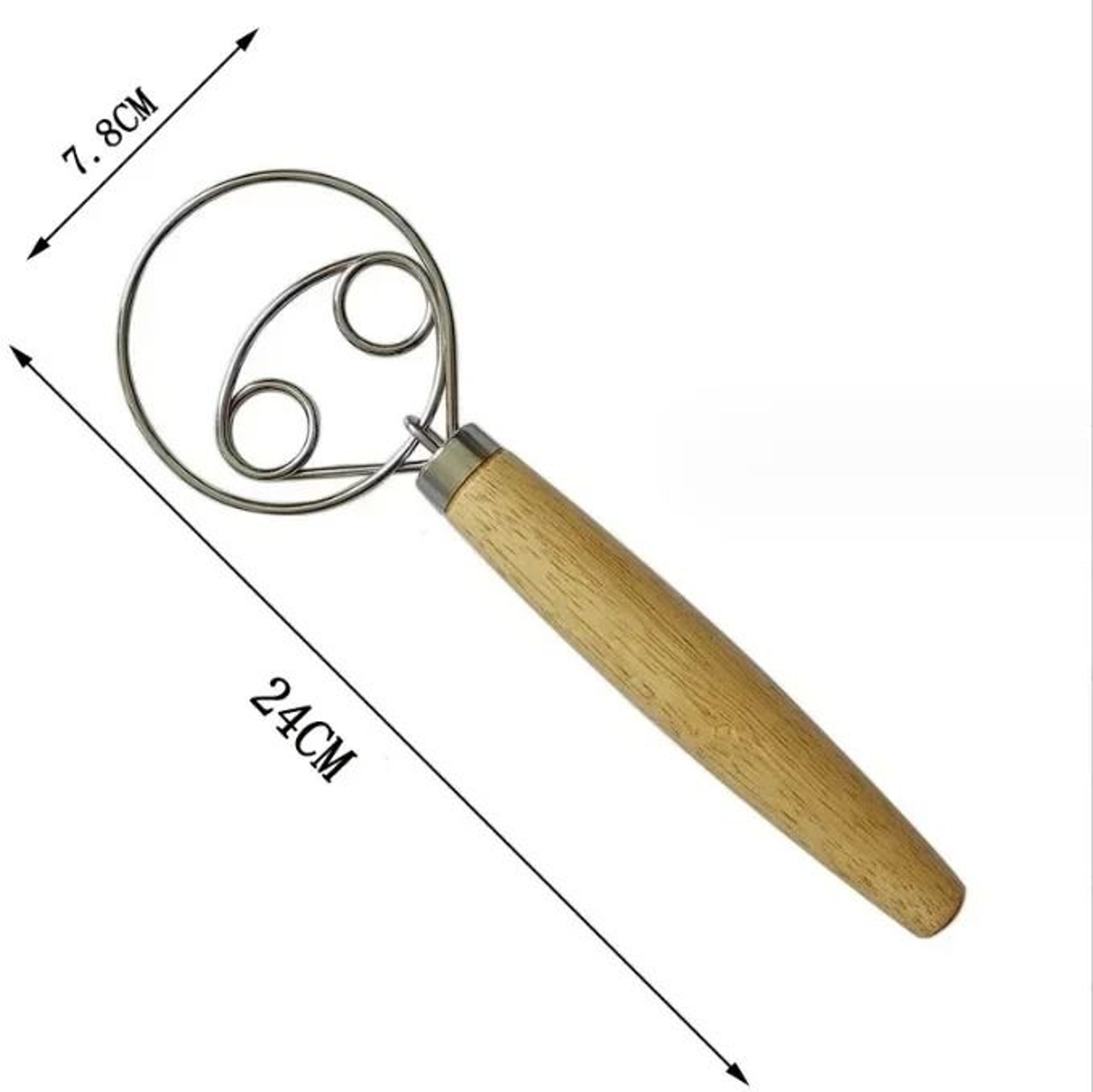Stainless Steel Danish Dough Whisk With Wooden Handle 8