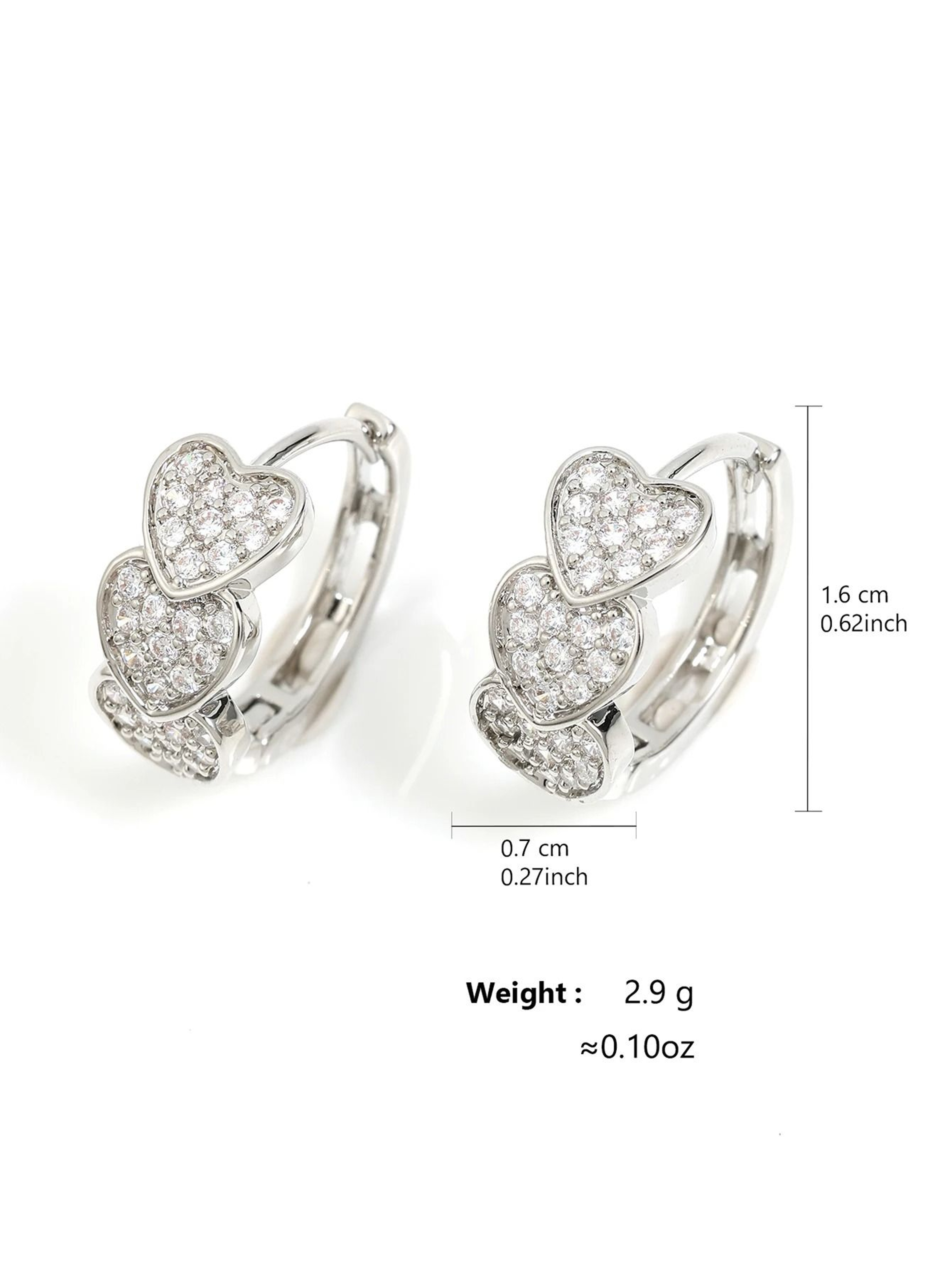 Korean Style Hoop Earrings With Square Crystal Inlay For Women 4