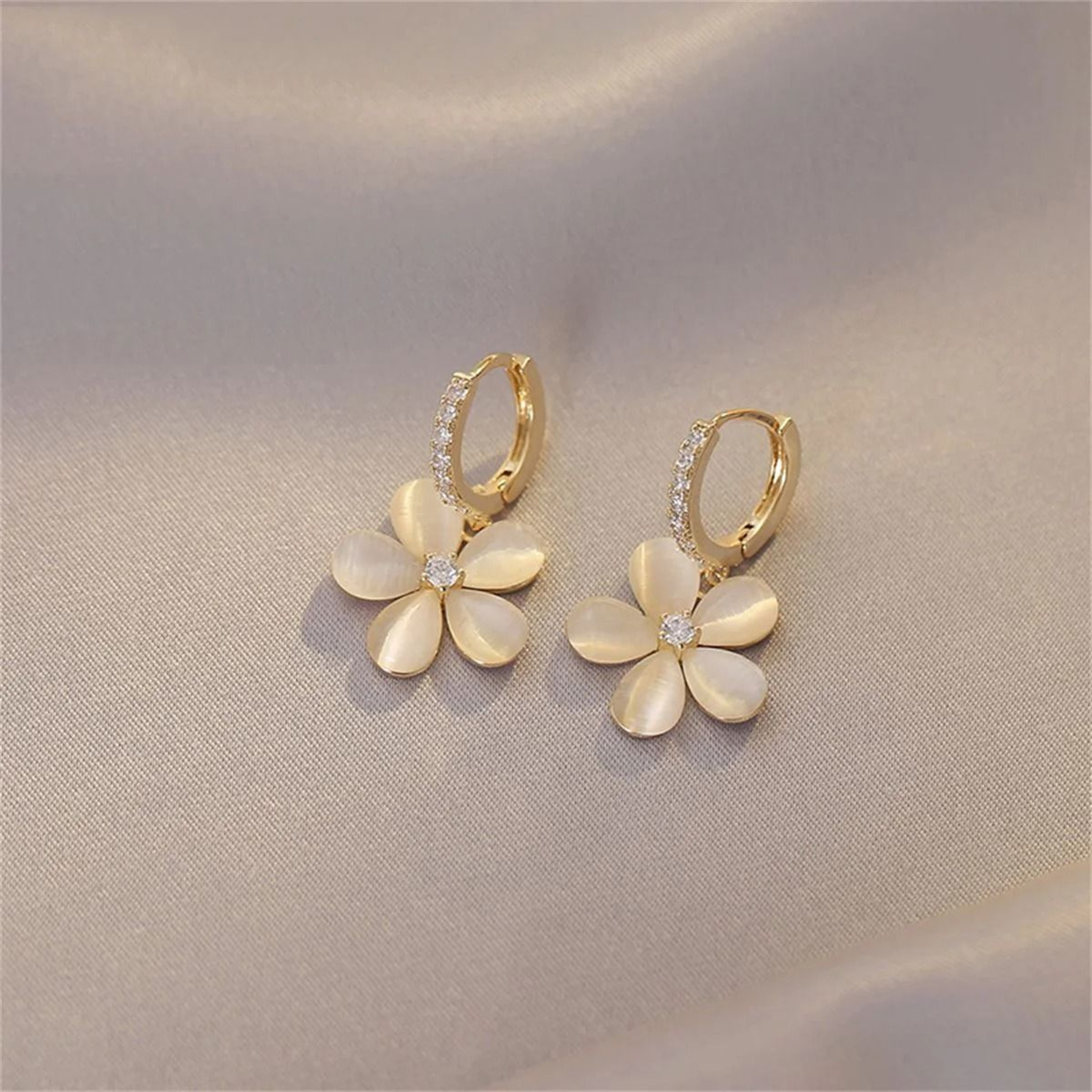 Exquisite Opal Flower Stud Earrings With Pearl And Crystal Accent 4