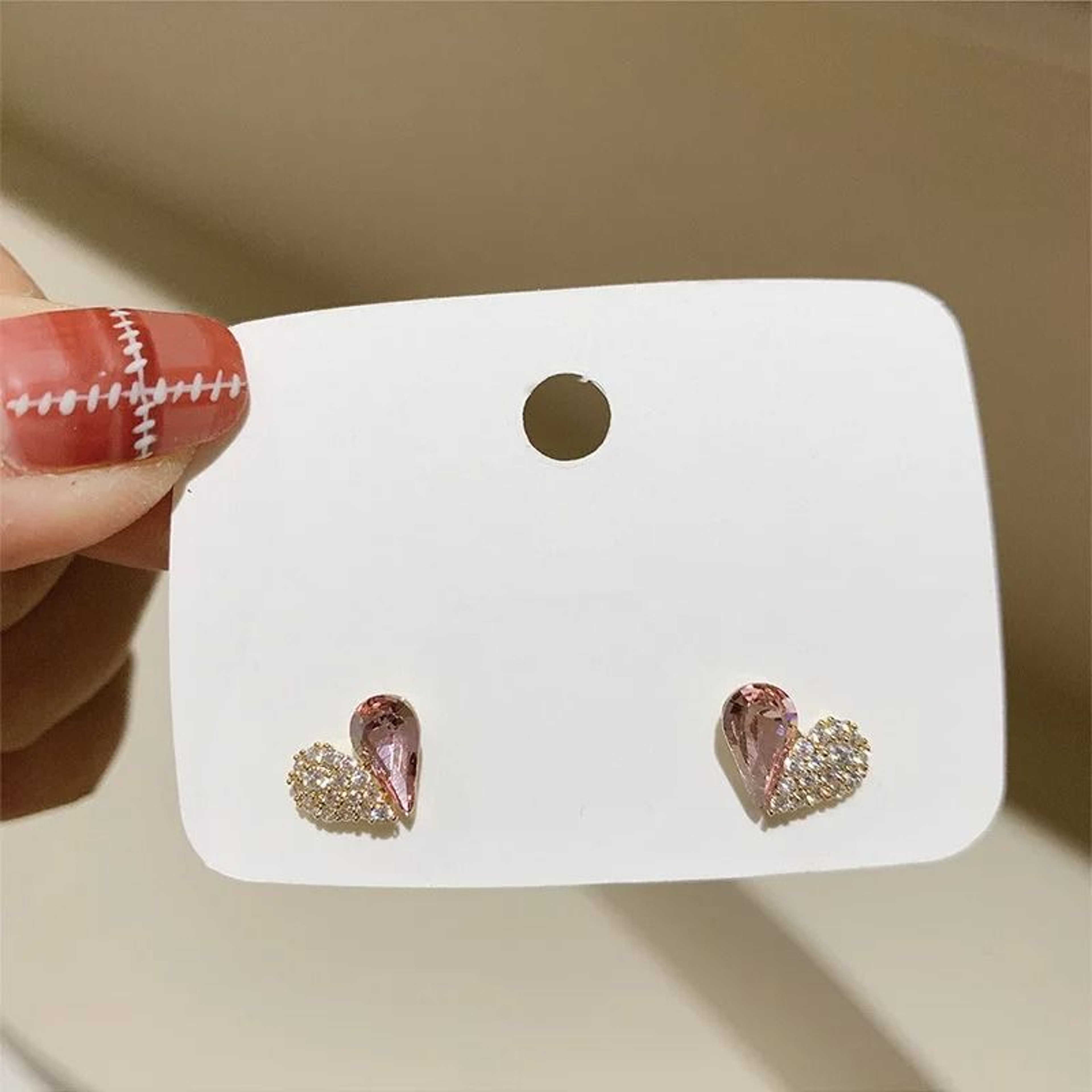 Crystal Heart Stud Earrings For Women Sparkle Charm Jewelry 1