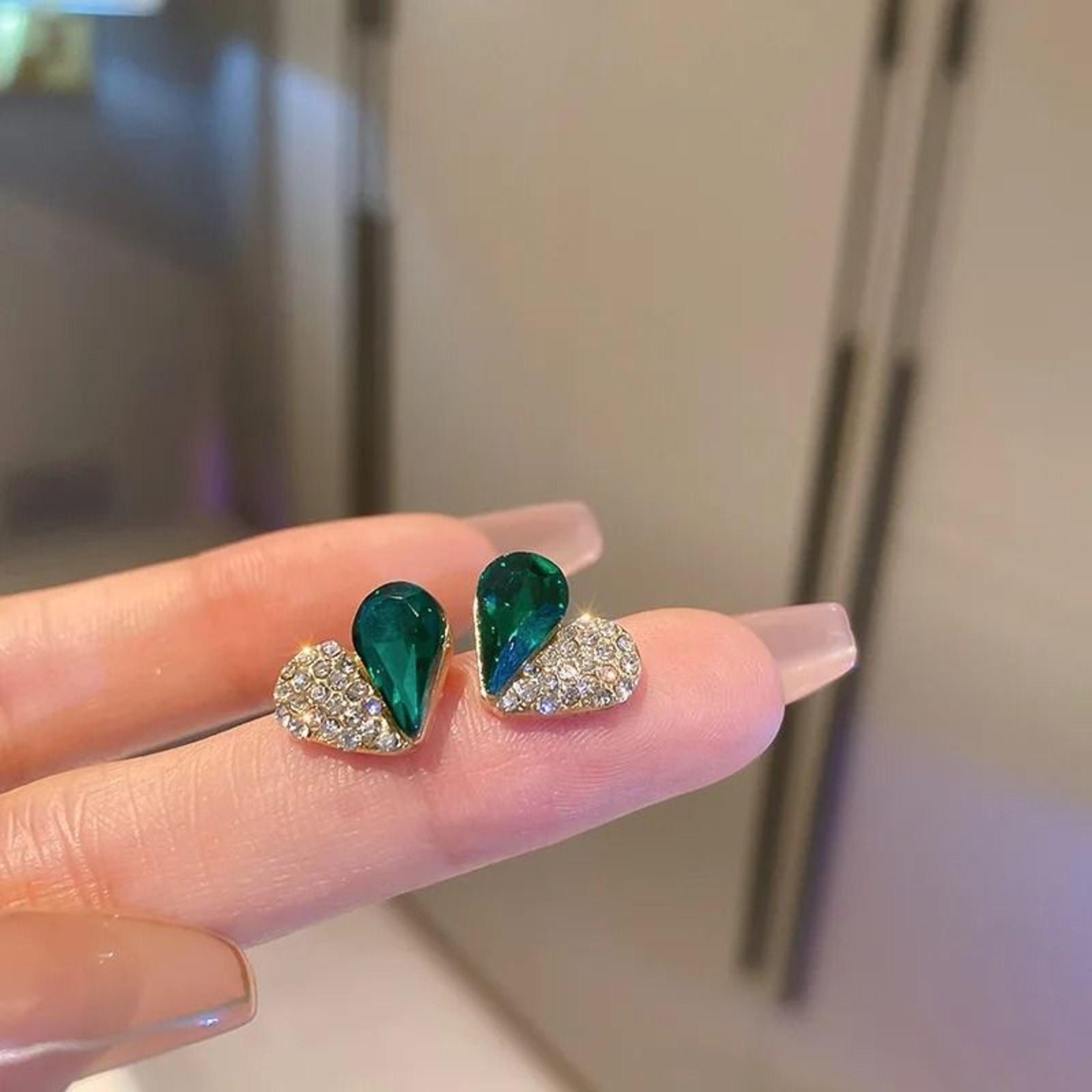 Crystal Heart Stud Earrings For Women Sparkle Charm Jewelry 7