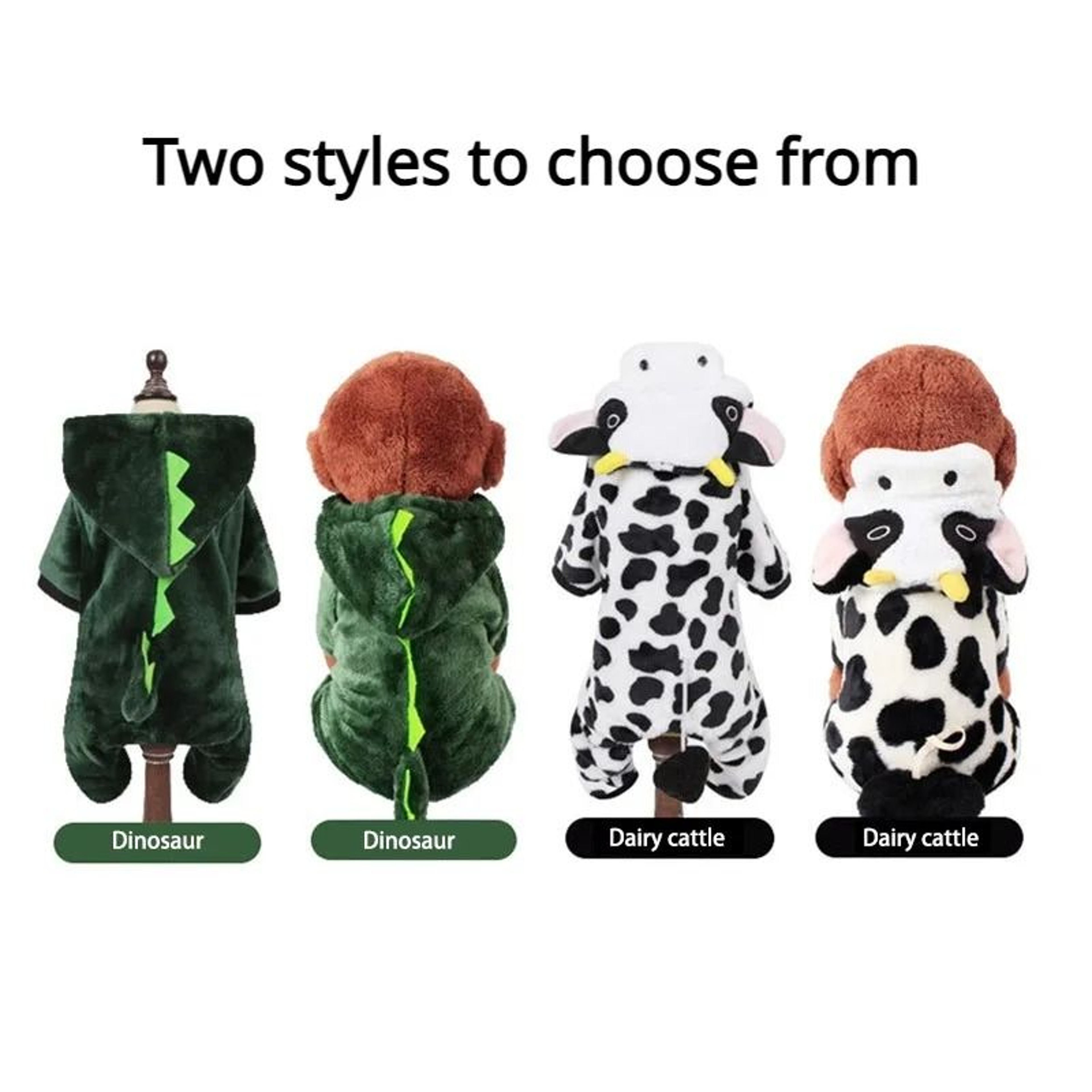 Cozy Coral Velvet Pet Outfit With Dinosaur Or Cow Style For Autumn And Winter Warmth 0