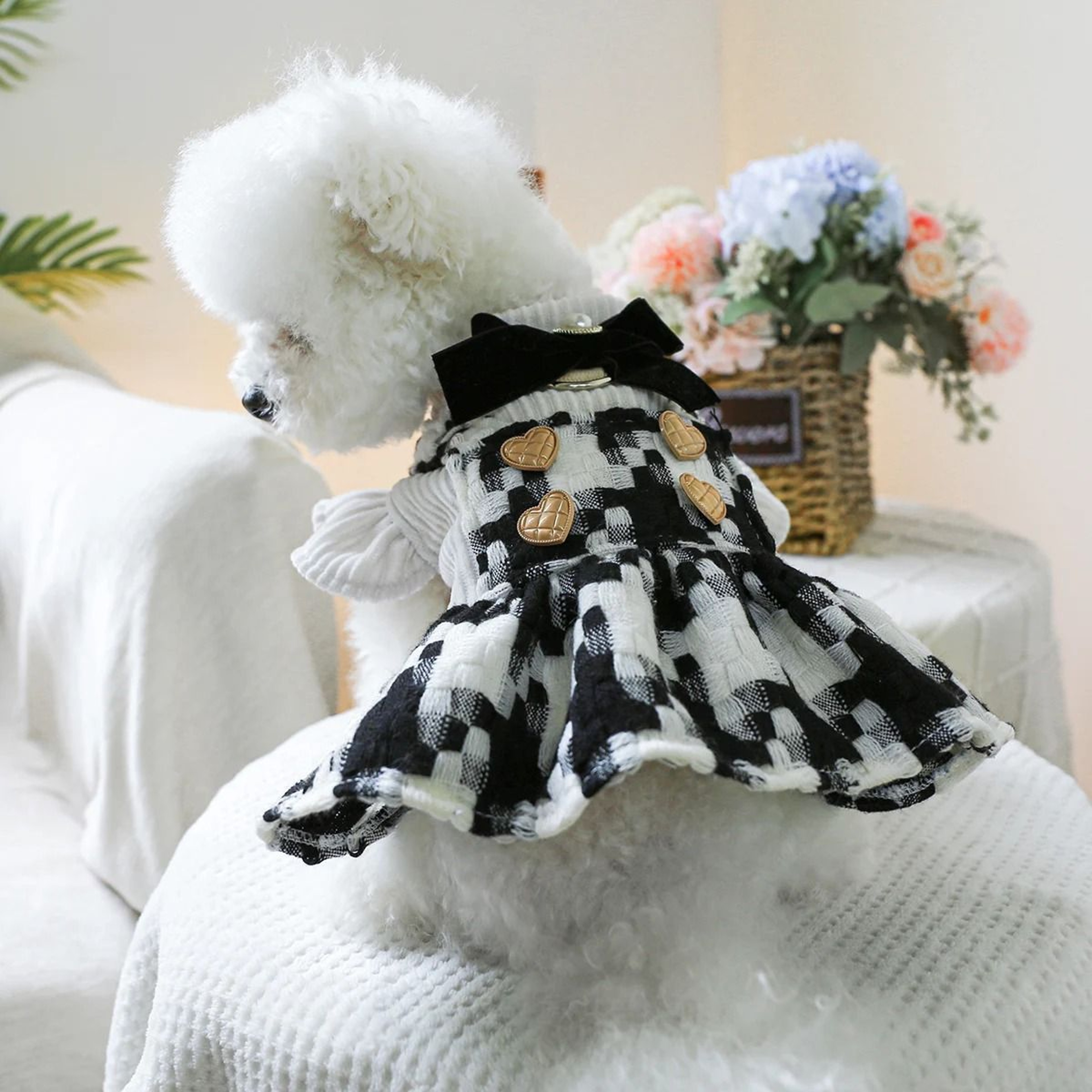 Cozy Bow Princess Pet Dress For Autumn And Winter Warmth 3